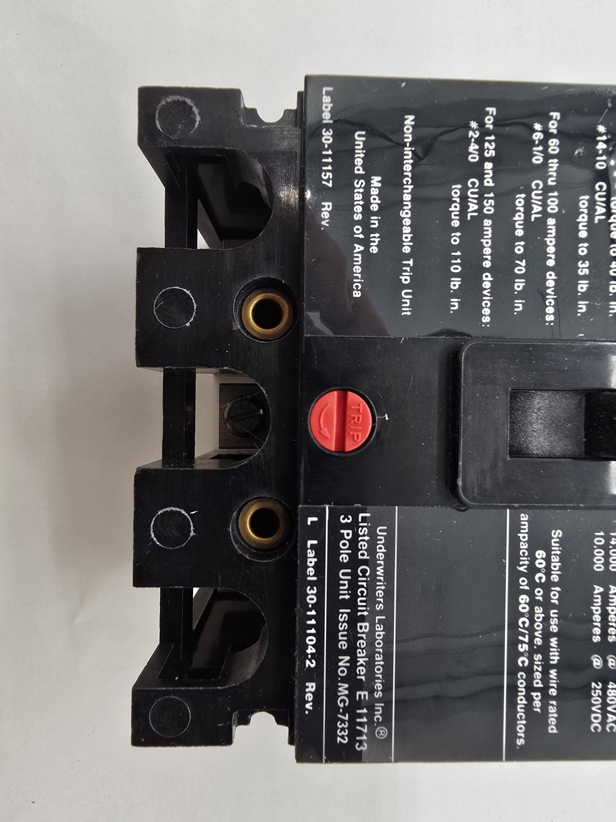 Cutler-Hammer FS340020A Bolt-On Circuit Breaker 20A 3P 3PH 480V 14KA FS