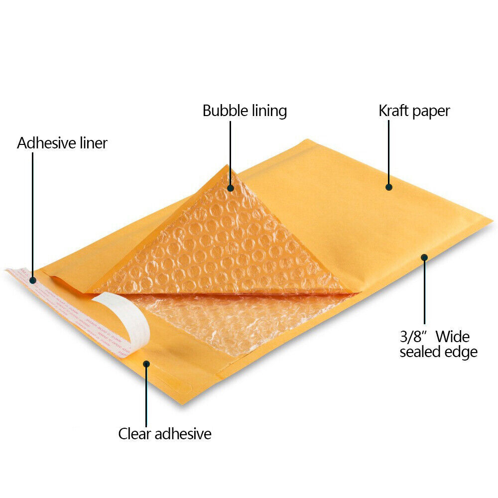 25 50 100 Packs Padded Envelopes Kraft Bubble Mailers Shipping Mailing Bags