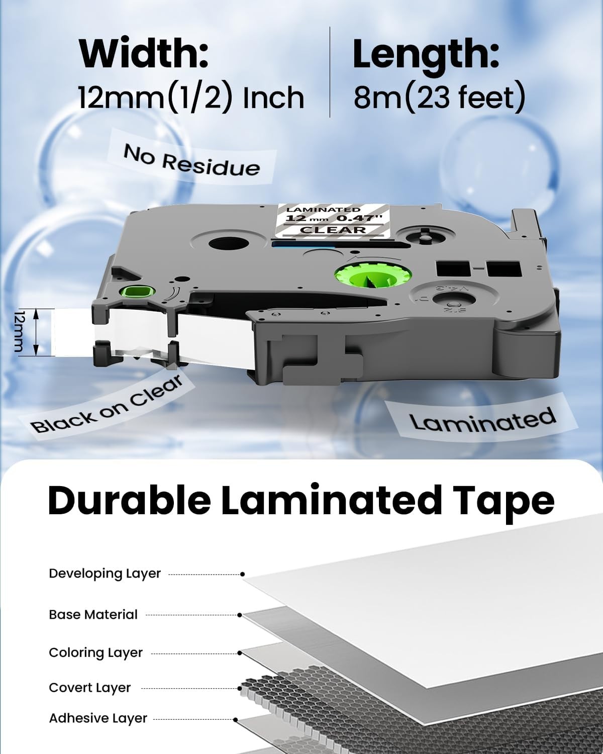 50PK TZe-231 Replace For Brother P-Touch White Label Tape 12mm .47 Laminated