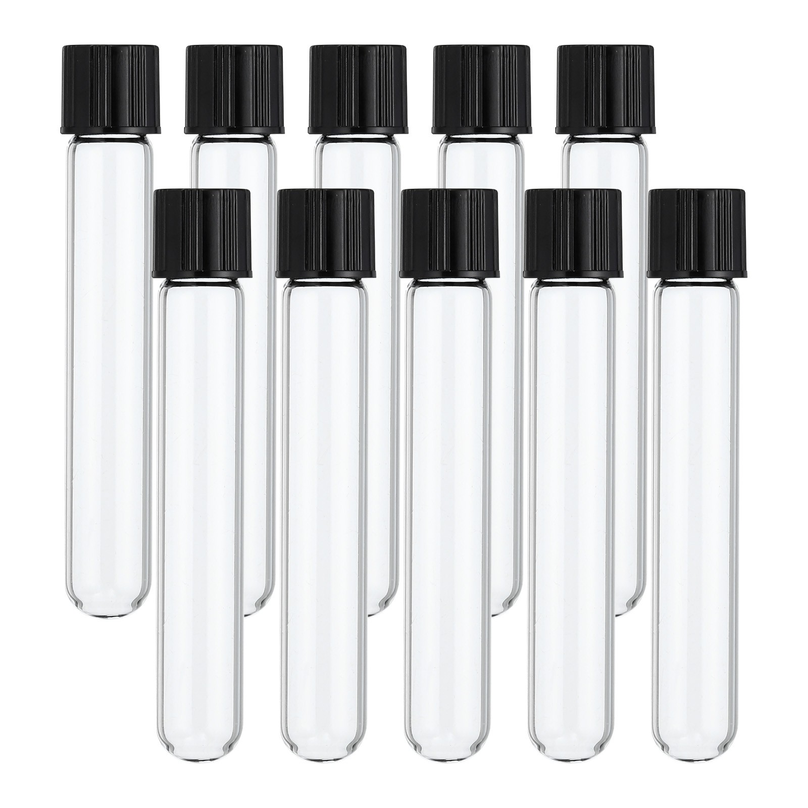 10ml Test Tubes 10pcs 3.94×0.63in Glass Test Tube Containers with Plastic Cap