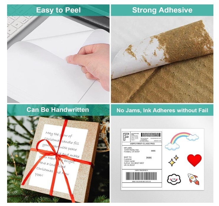 MFLABEL Inkjet Printers Half Sheet Self Adhesive Shipping Labels 100 Sheets