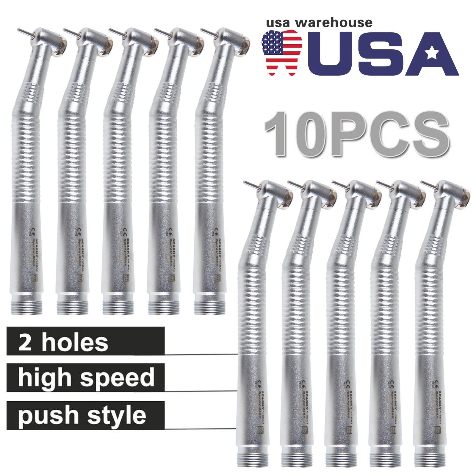 10 x Seasky Dental NSK Style High Speed Air Turbine Handpiece 2 holes borden