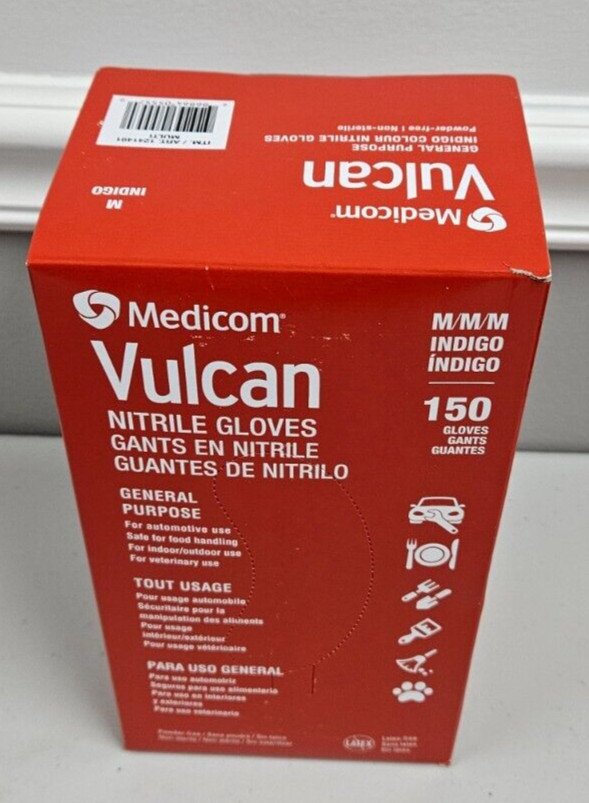 Medicom Vulcan Nitrile Glove Gant General Purpose MEDIUM 150 Automotive MED MD M