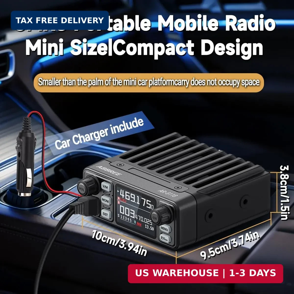 AR-8118 GMRS Mobile Radio, 25W Long Range GMRS Repeater Capable Base Station,…