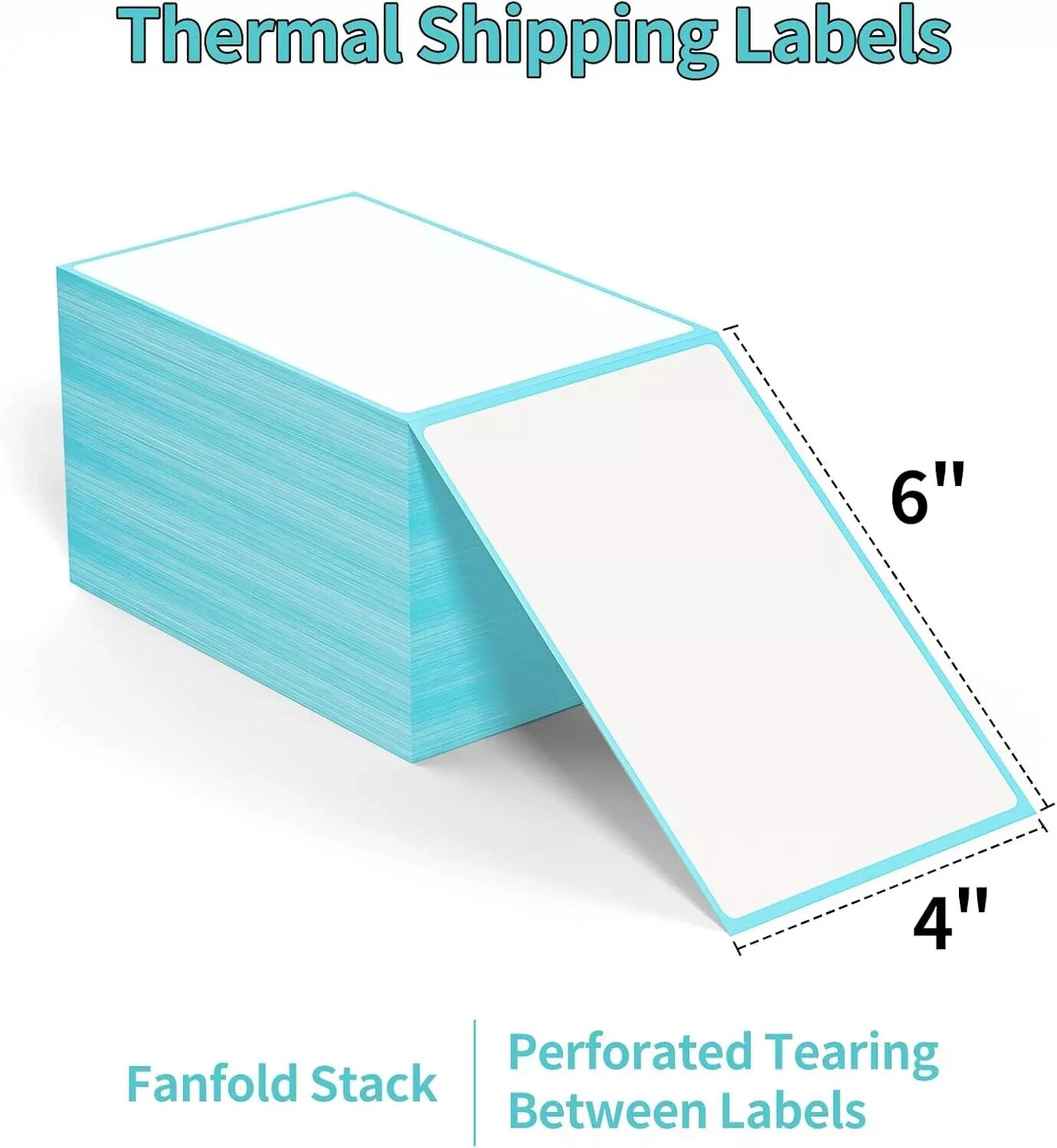 100/500/1000 4×6 Fanfold Direct Thermal Shipping Labels for Zebra Rollo US