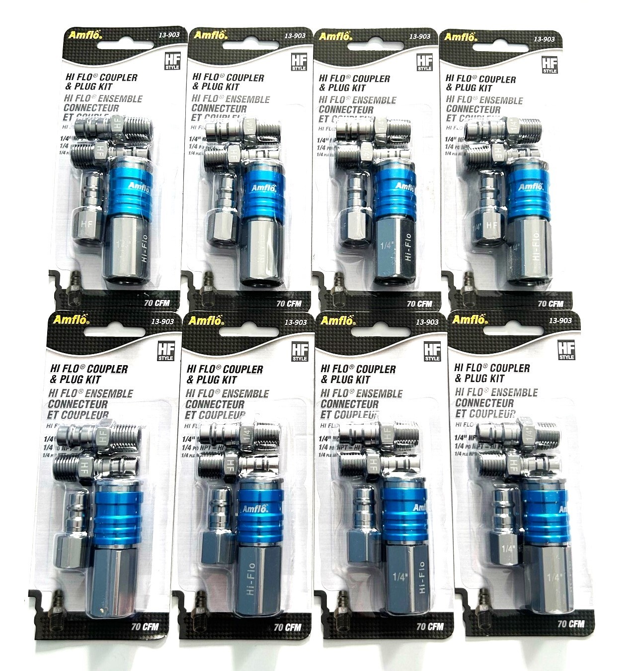 32pc AMFLO 1/4″ NPT High Flow Air Hose Coupler Fitting Assortment Set #13-903