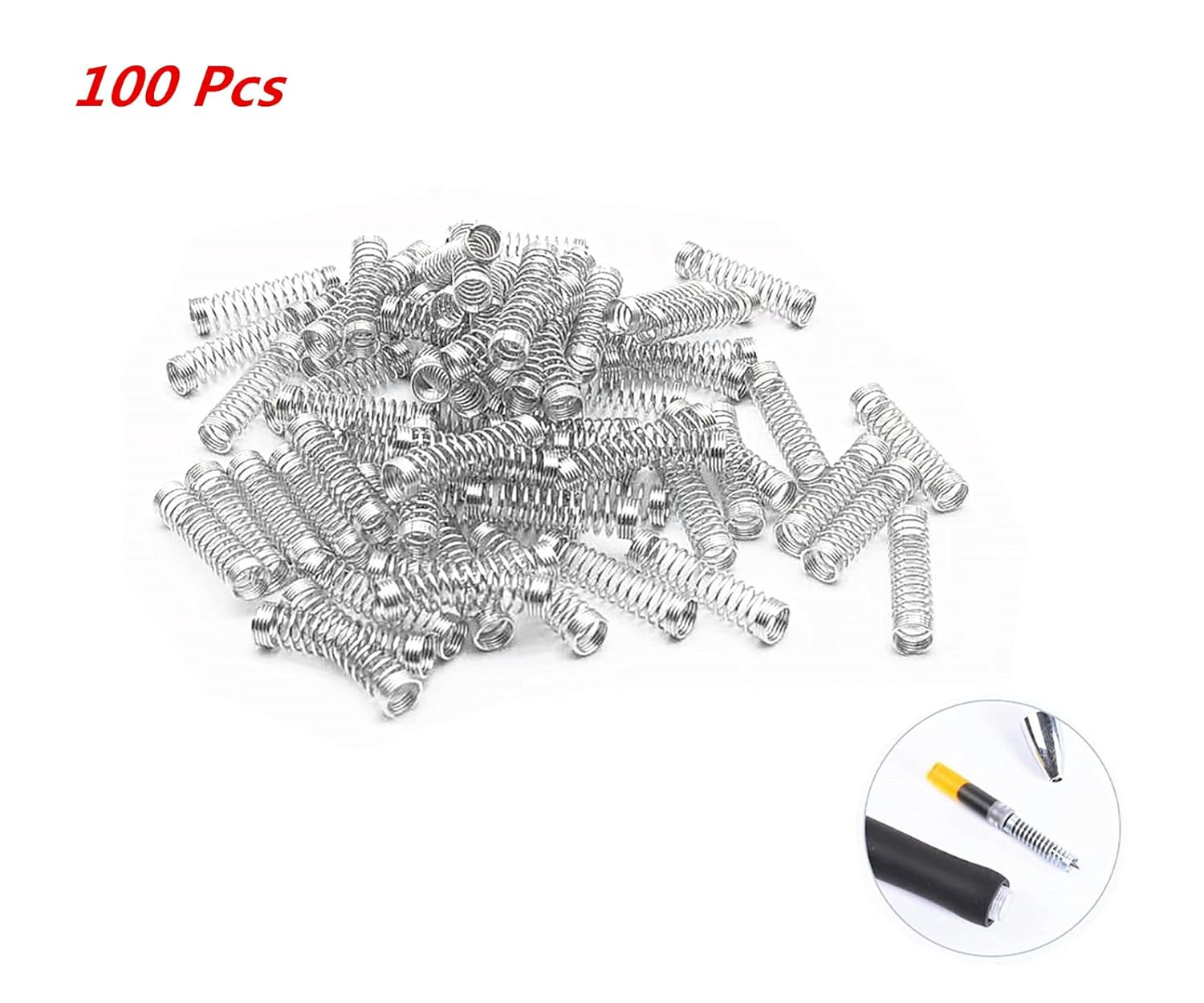 100 PCS Galvanized Ball Point Pen Small Compression Spring 0.016X0.18X0.7 In