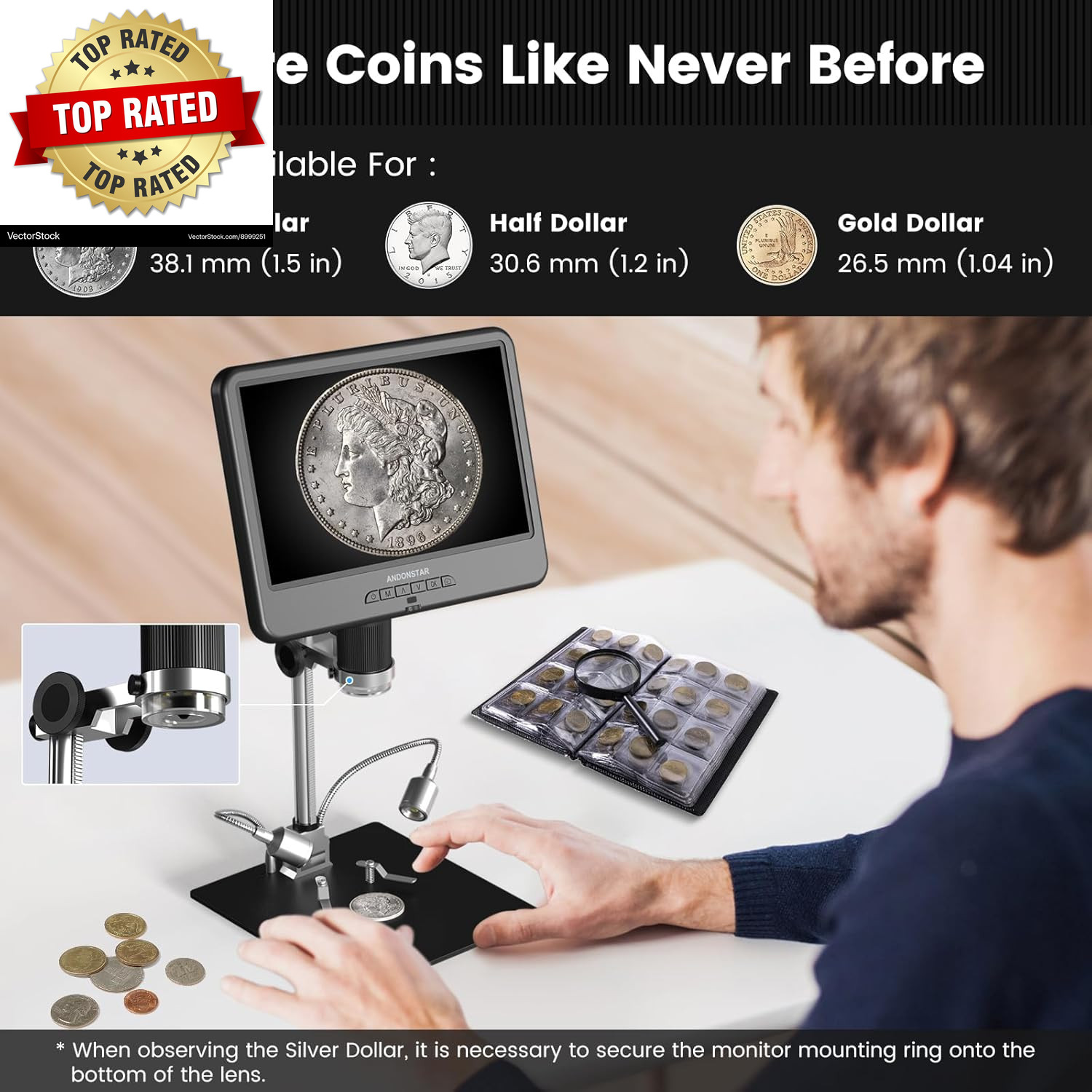AD210 10.1 Inch LCD Digital Microscope for Adults, Soldering Microscope for Elec