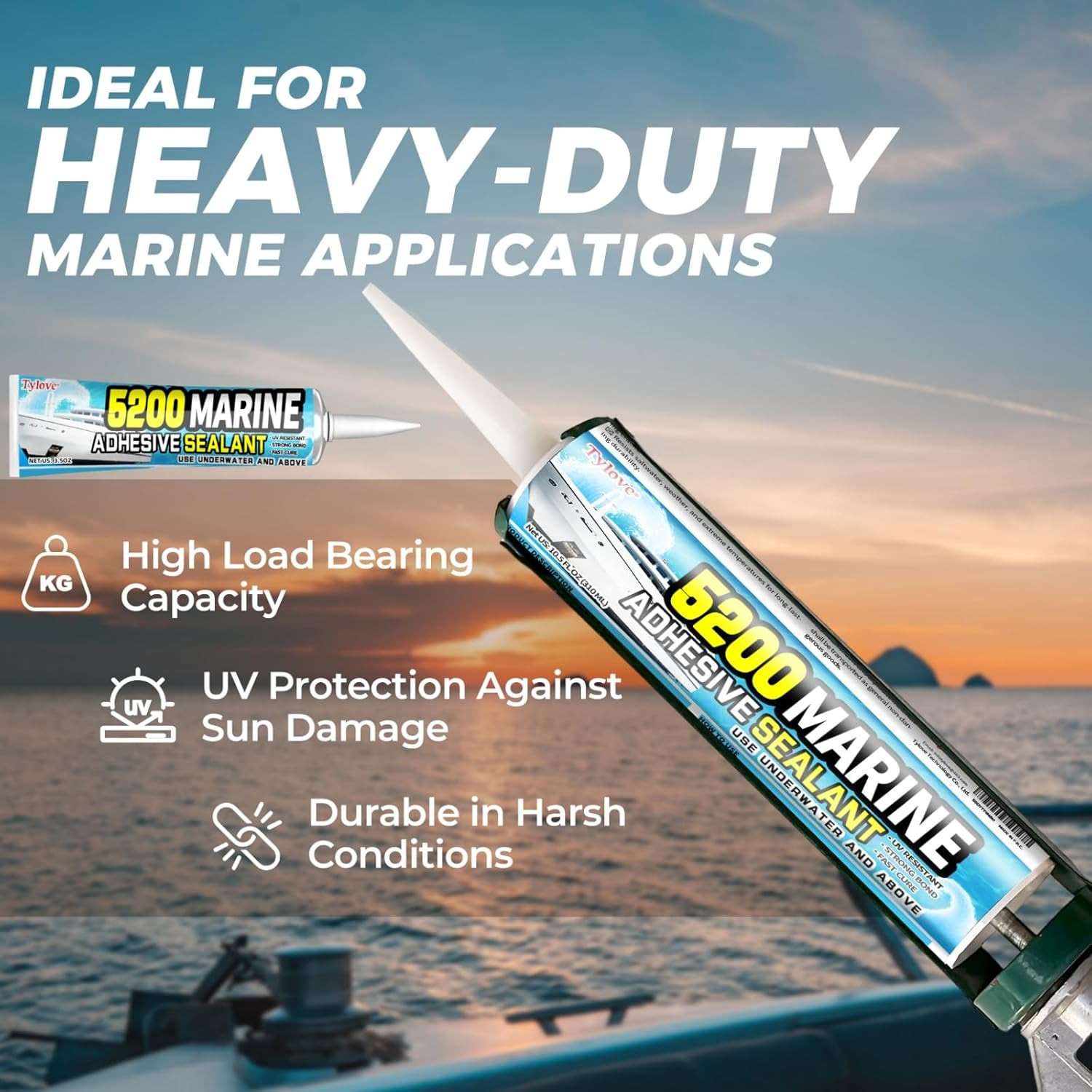 [Black] 3Oz Marine Adhesive Sealant 5200 Fast Cure – Permanent, Watertight Bondi