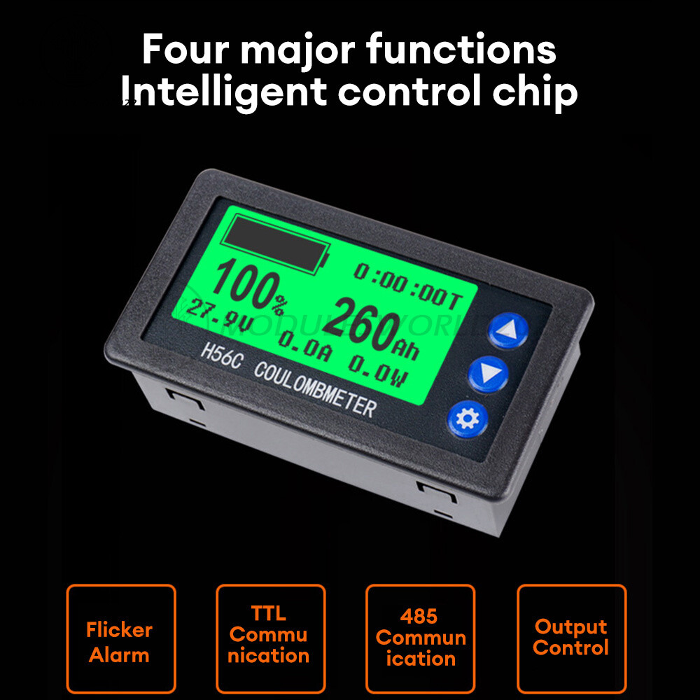 DC 9-100V 100A/400A Battery Level Monitor Hall Coulomb Meter Voltmeter Ammeter