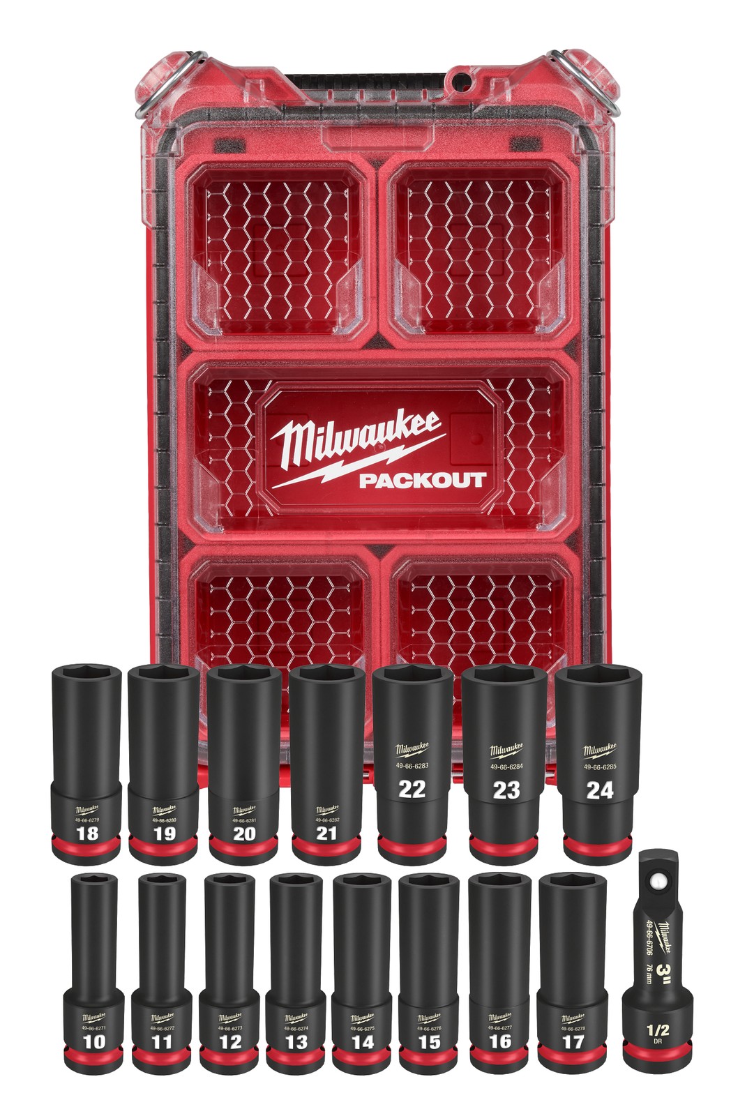 Milwaukee Tool 49-66-6803 16Pc SHOCKWAVE Impact Duty Socket 1/2” Drive 16Pc mm