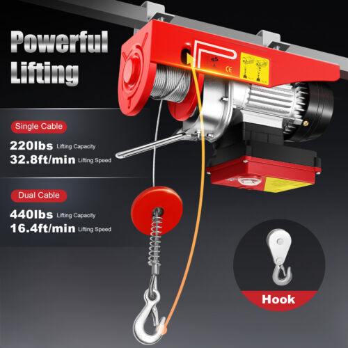 2-In-1 Electric Handling Winch Wireless Lifting Hoist & Remote 440lbs/200kg