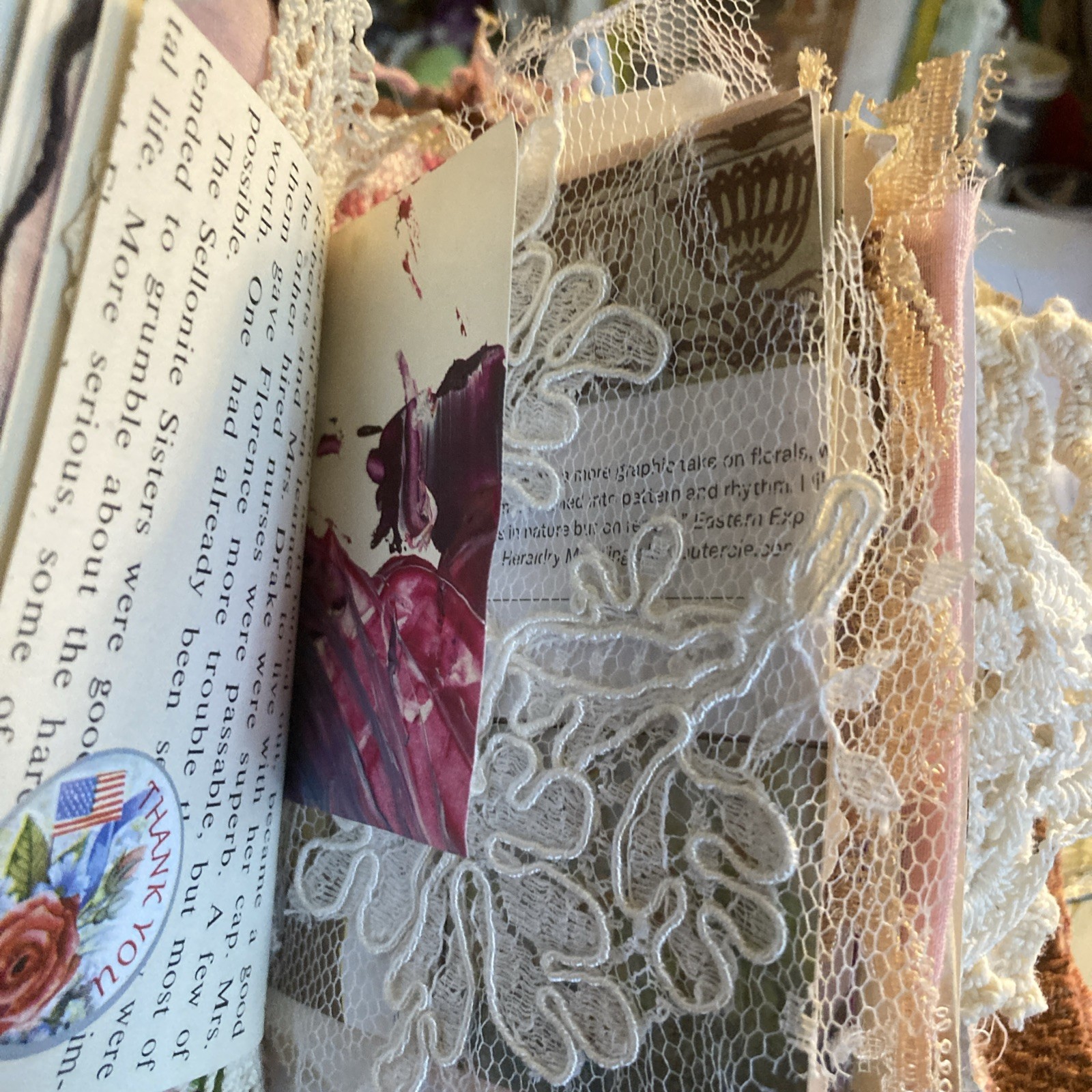 Junk Journal- Grungy, Textile Postcard