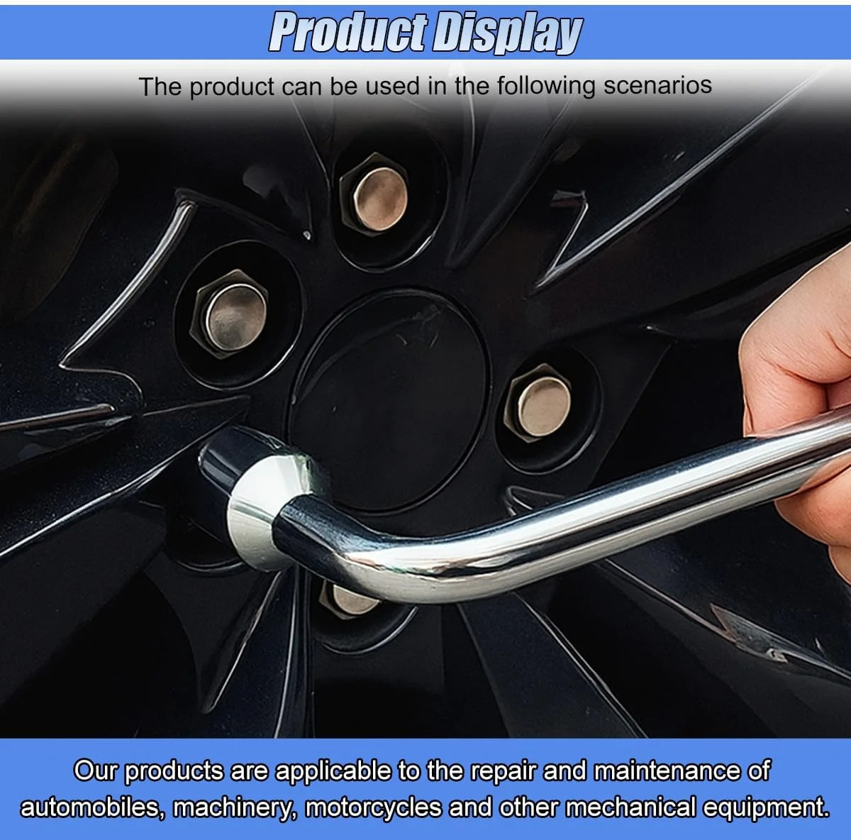 19mm Car Spare Tire Lug Wrench, L-Type Heavy Duty Steel Tire Replacement Tool wi