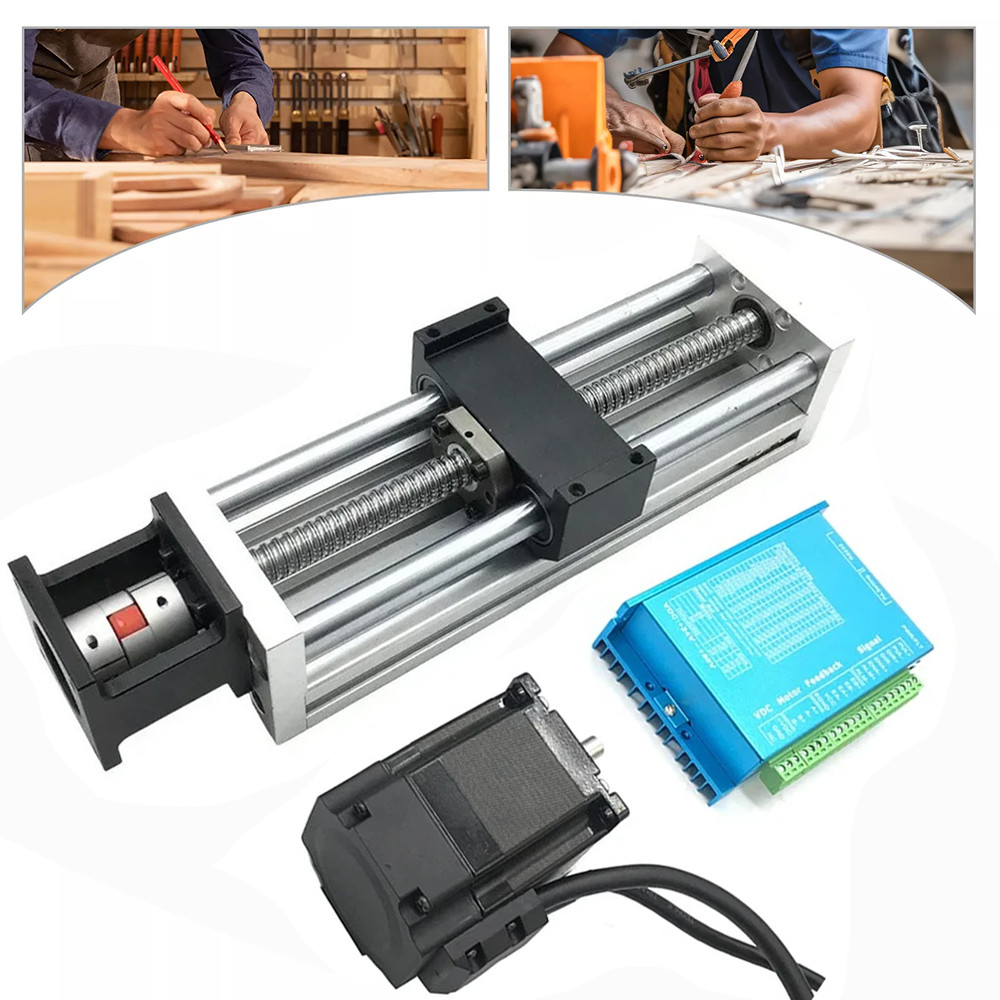0.05mm Precision Ballscrew Linear Slide Stage Nema23 Easy Servo Motor CNC Kit