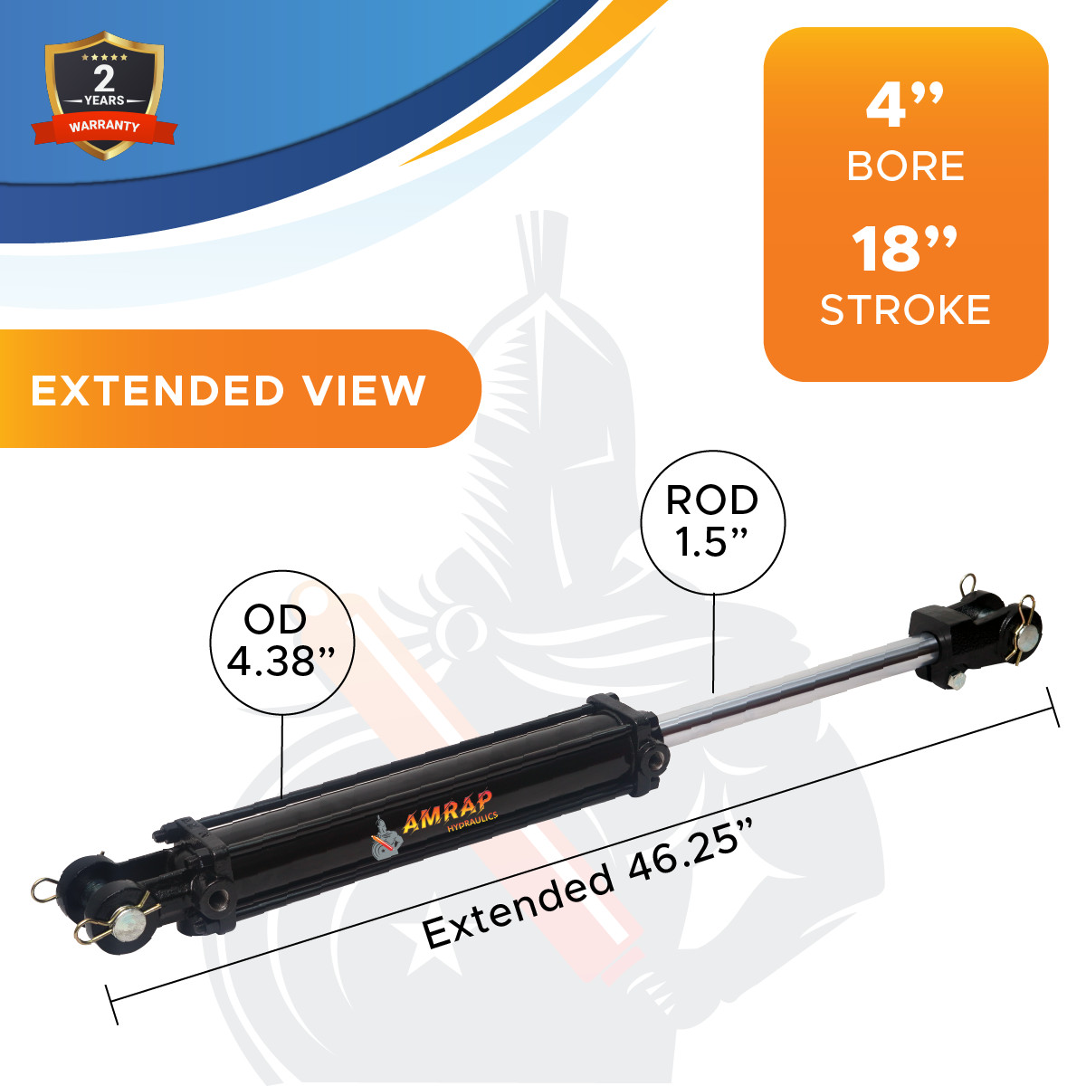 4×18 Hydraulic Cylinder 4″ Bore 18″ Stroke Double Acting Tie-Rod Cylinder