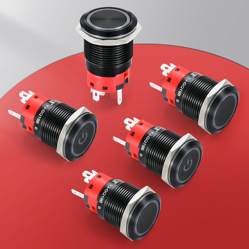 19mm Metal Push Button Switch Latching Momentary 3V-220V On/Off LED 6 Colours