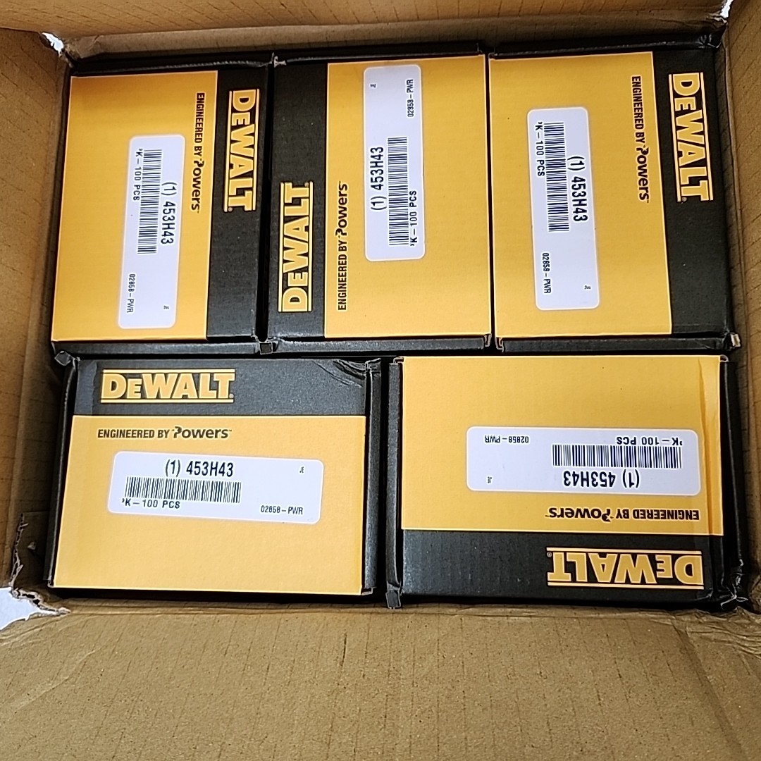 NEW Dewalt Zamac Nailin Mushroom Head 1/4″ x 1″ (100 Pack). Lot of 5