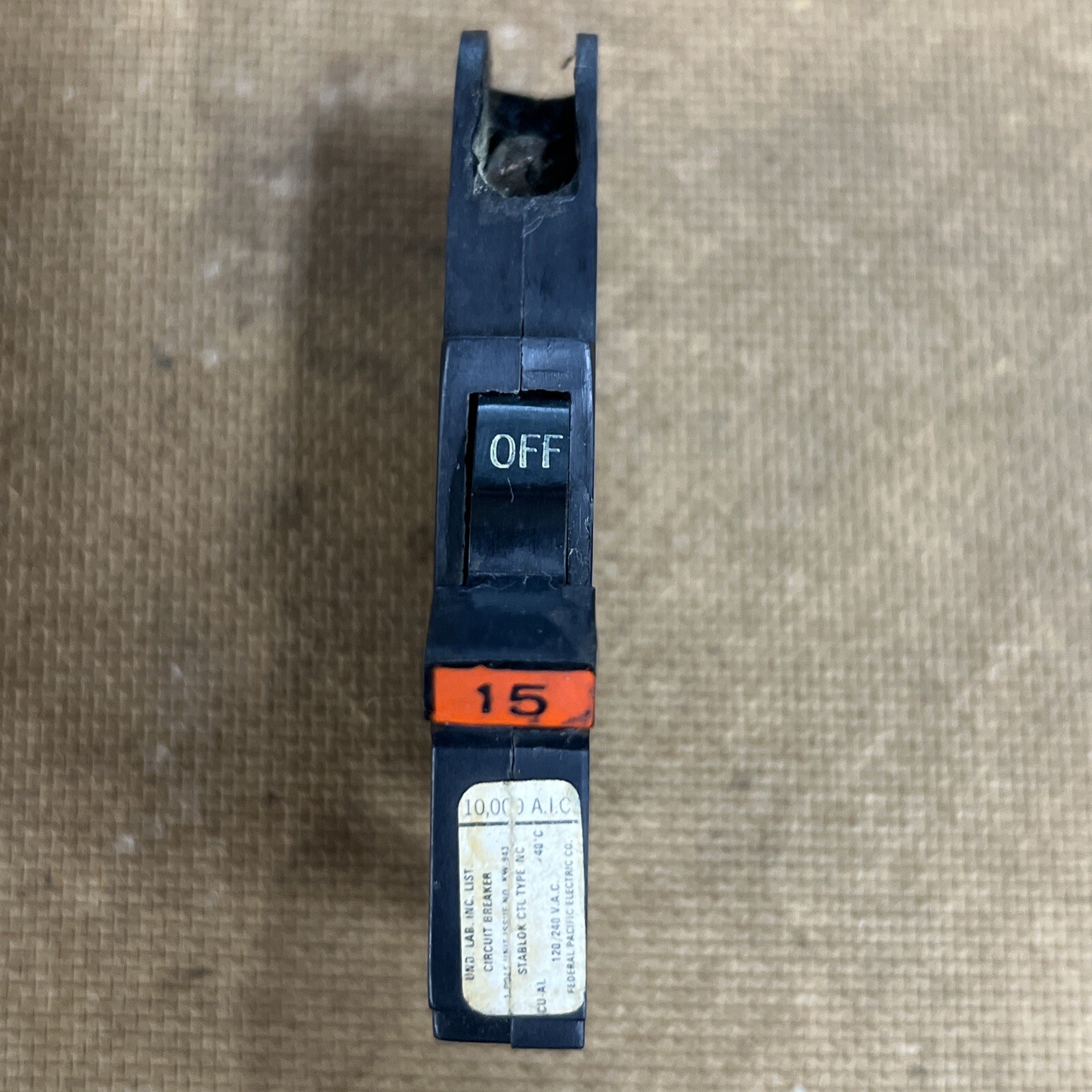 Federal Pacific Electric STAB-LOK 15 Amp 1-Pole Thin Circuit Breaker CTL Type NC
