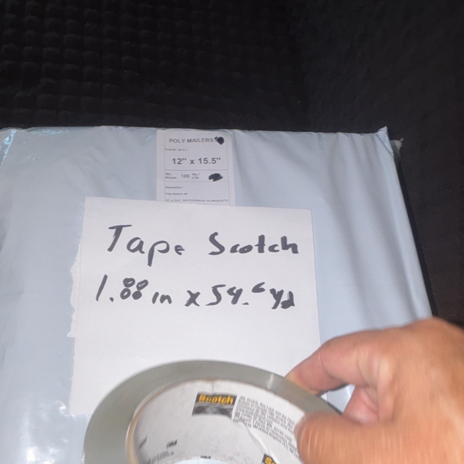 Poly Mailers 12 x 15.5 in Pack of 100 with Scotch Tape 1.88 x 54.6 yd