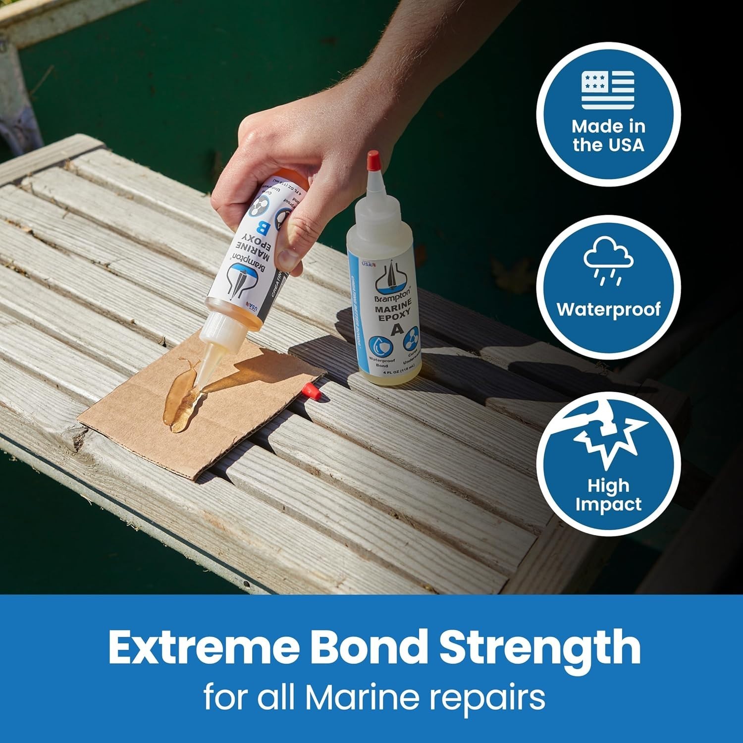Brampton Marine Epoxy – Chemical-Resistant, Quick Drying, Durable Bond – 4oz