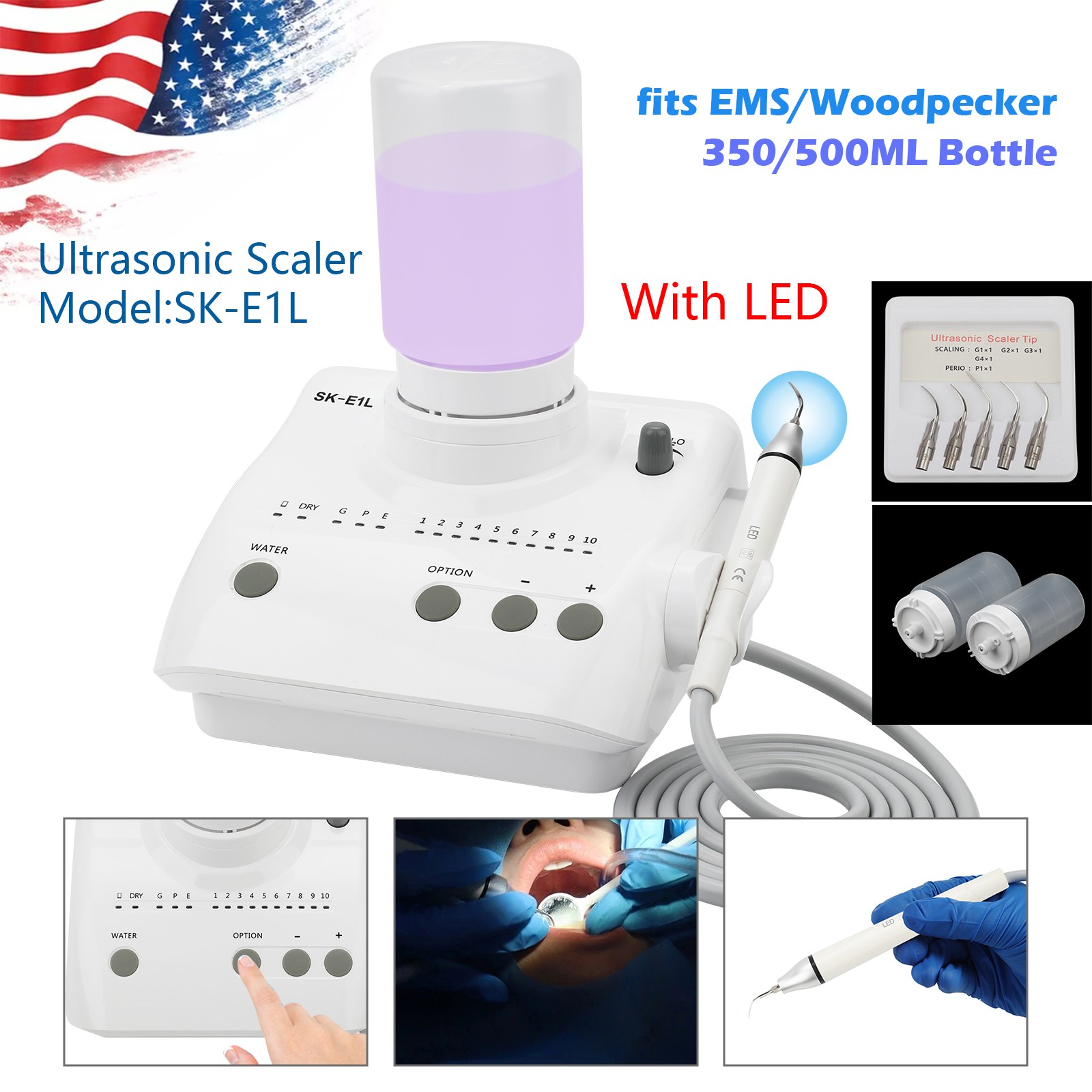 For Cavitron Dental Portable Ultrasonic Scaler 2*Bottles Fit EMS LED Handpiece