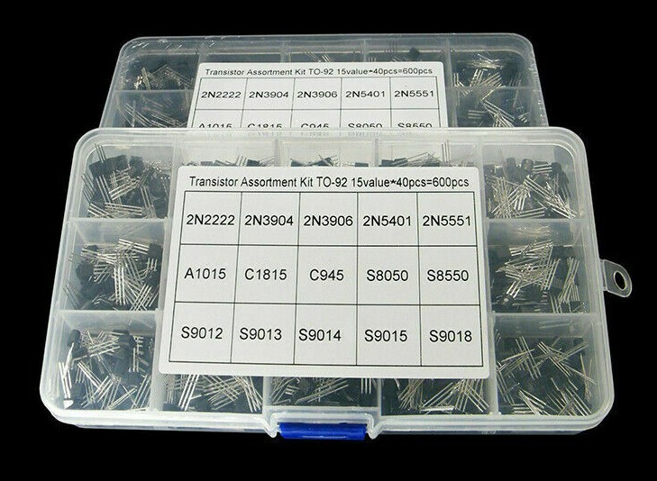 Portable 600pc 15Value NPN PNP Transistor TO-92 Assortment Kit Set With Box