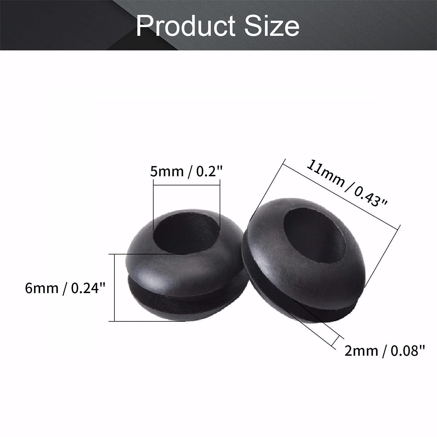 Rubber Grommet 200pcs 5mm Inner Dia Oil Resistant Armature Rubber Grommets For W