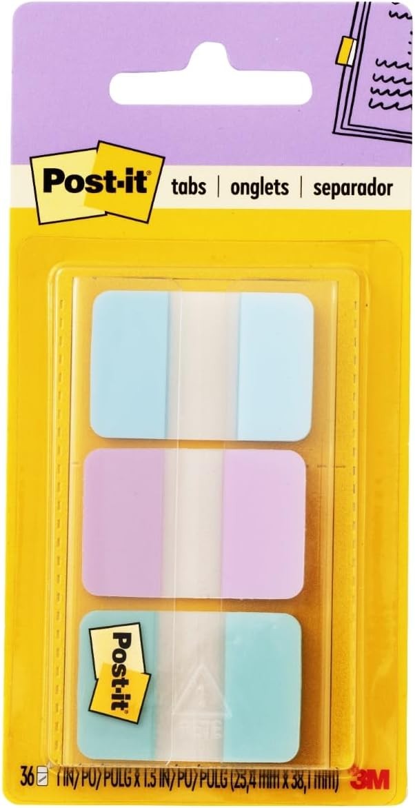 ® Pastel Color Tabs, Gradient Blue, Pink, Clear, 36 Tabs/Pack