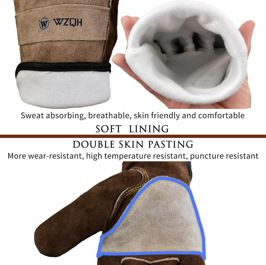 Leather Work Gloves XL Cowhide Gardening Welding Construction Farm Heavy Duty