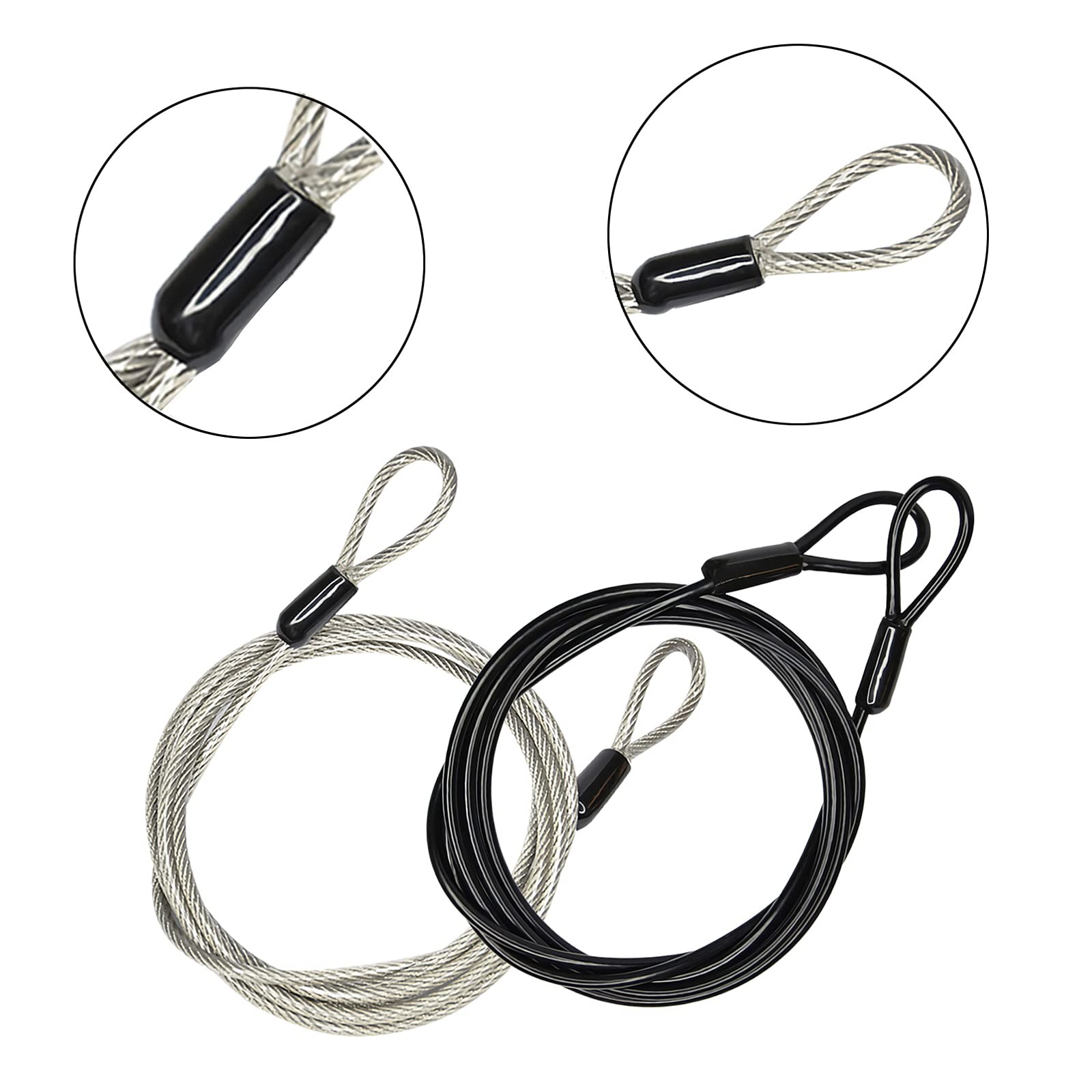 100CM/3.3ft 3mm Outdoor Travel Security Cable 3.3FT-2 Pack, Black