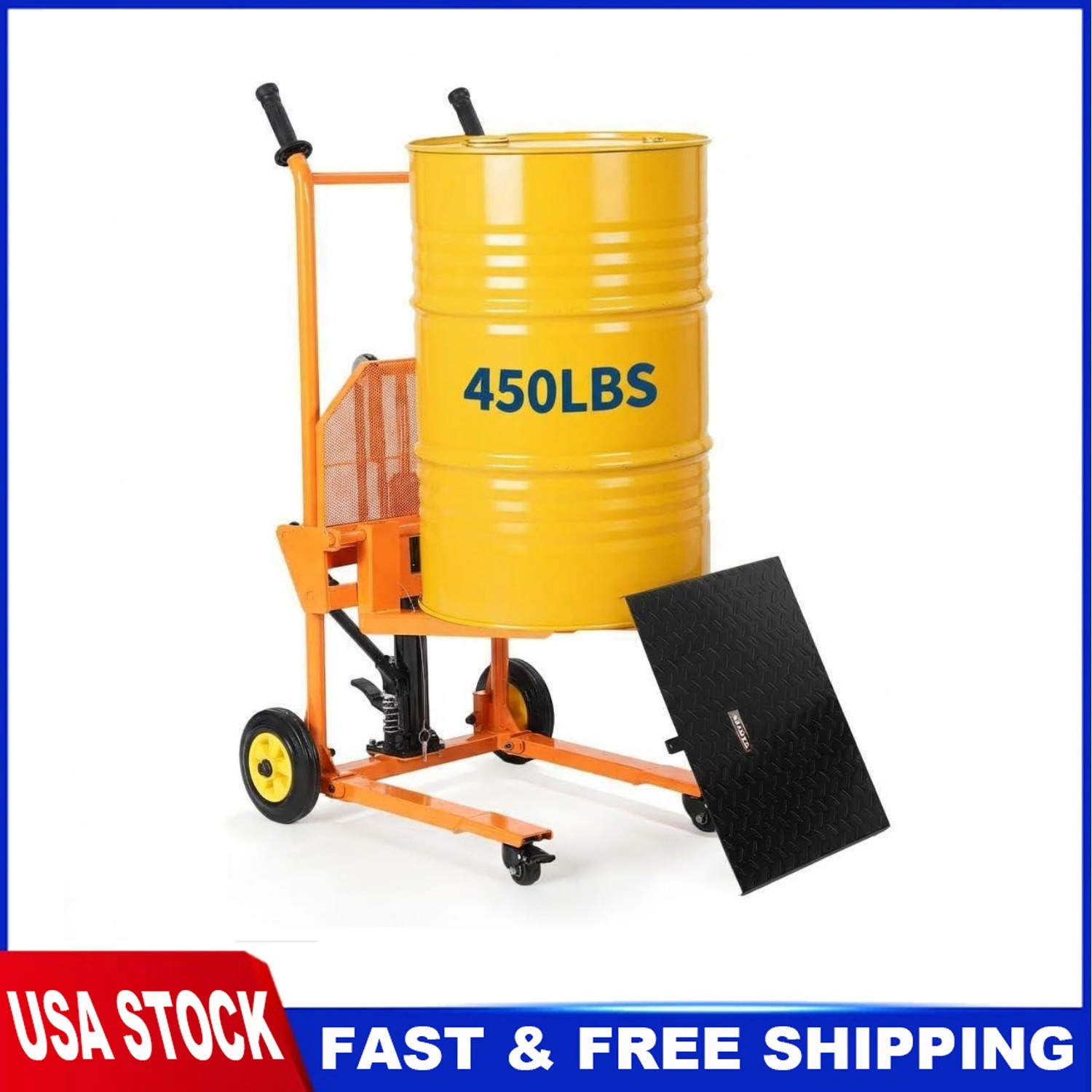 Hydraulic Material Lift 450lbs Winch Stacker Adjustable Pallet Dolly Lift 36in