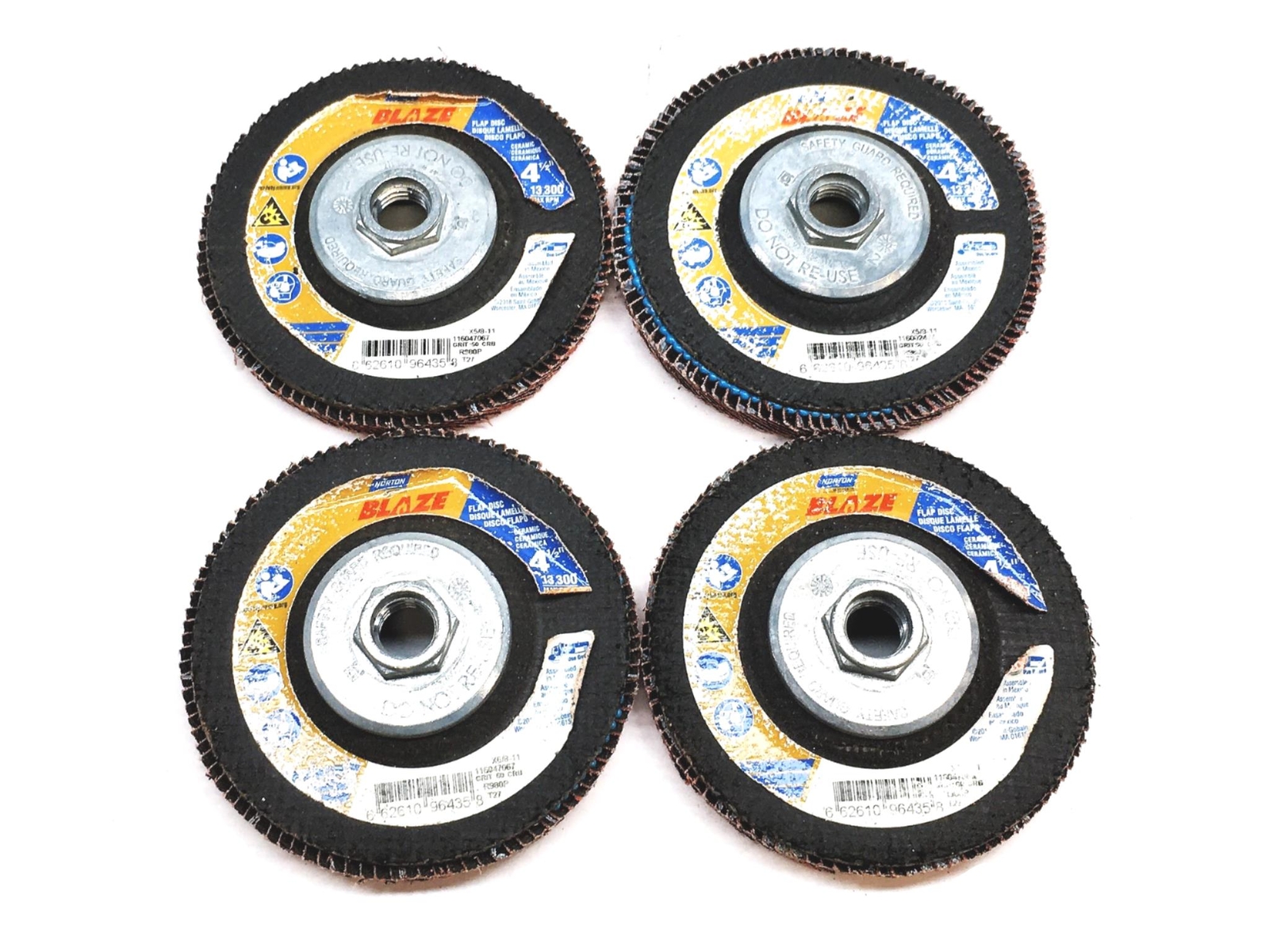 Norton Blaze Flap Disc 13,300 Max RPM 4-1/2X5/8-11 [Lot of 4] NOS