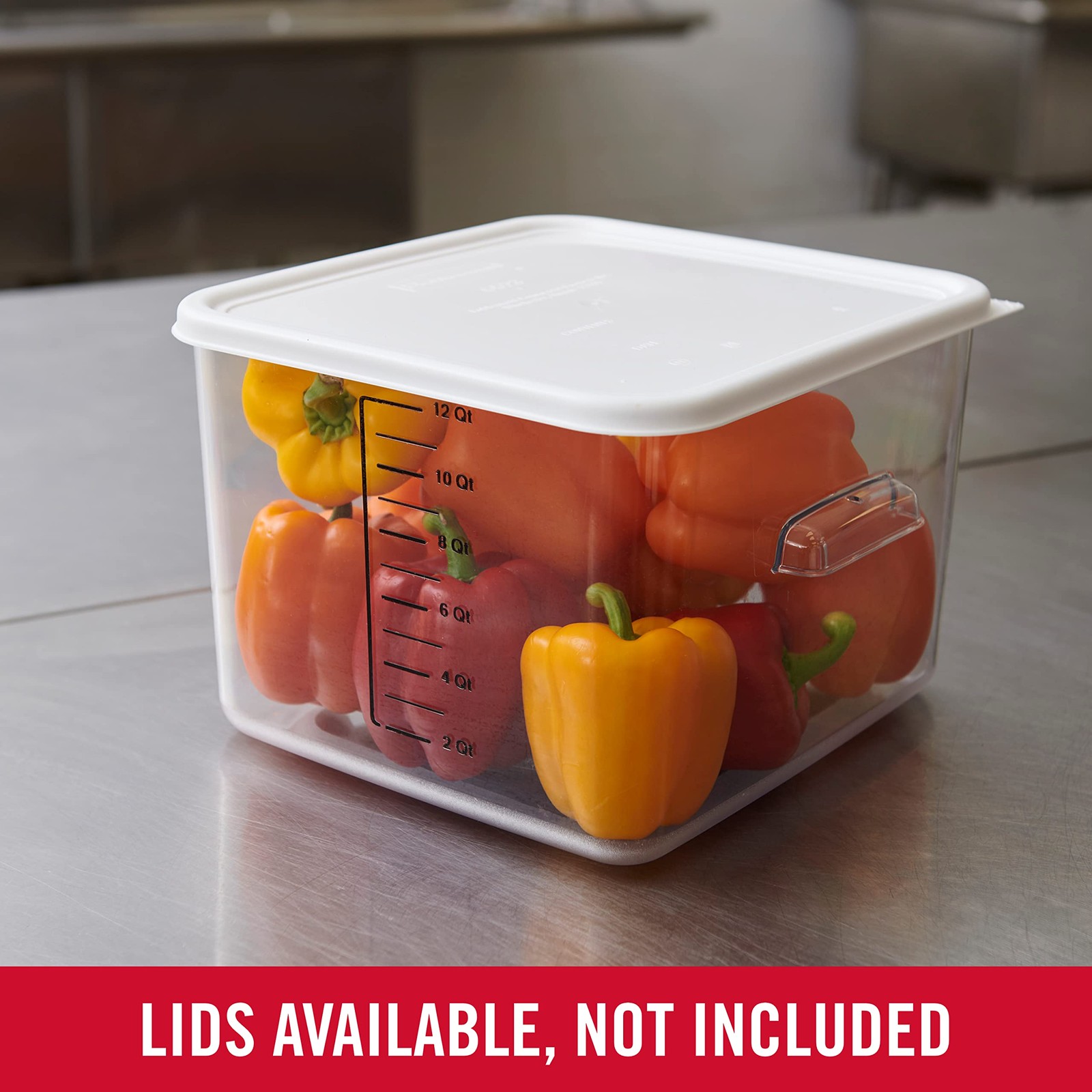 Commercial Products Space Saving Square Food Storage Container 12 Quart Clear…