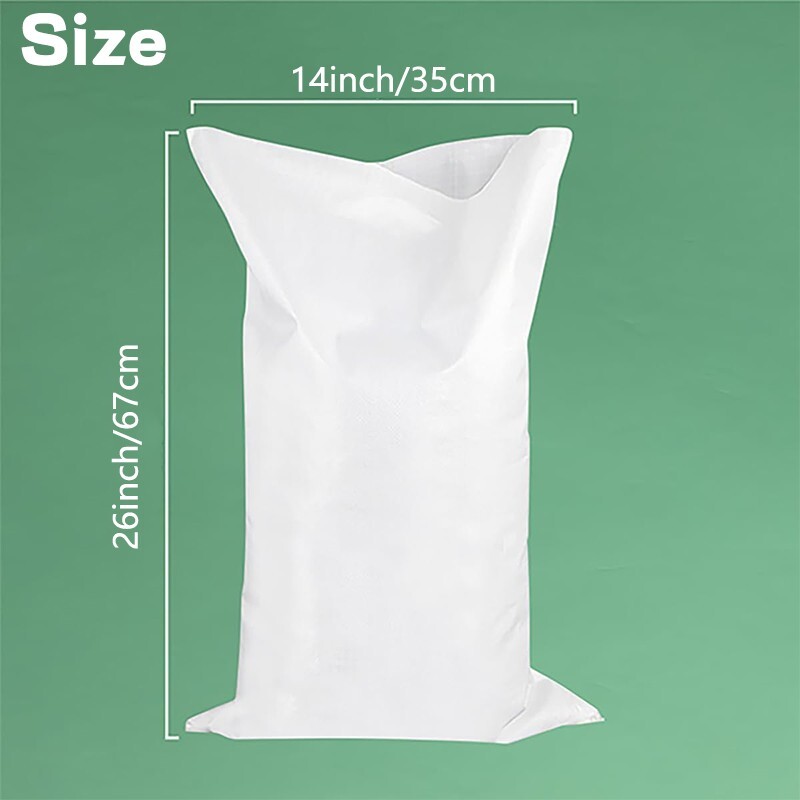 Heavy duty waterproof outdoor woven polypropylene bag,26 x 14″ /60 x 40″ (white)
