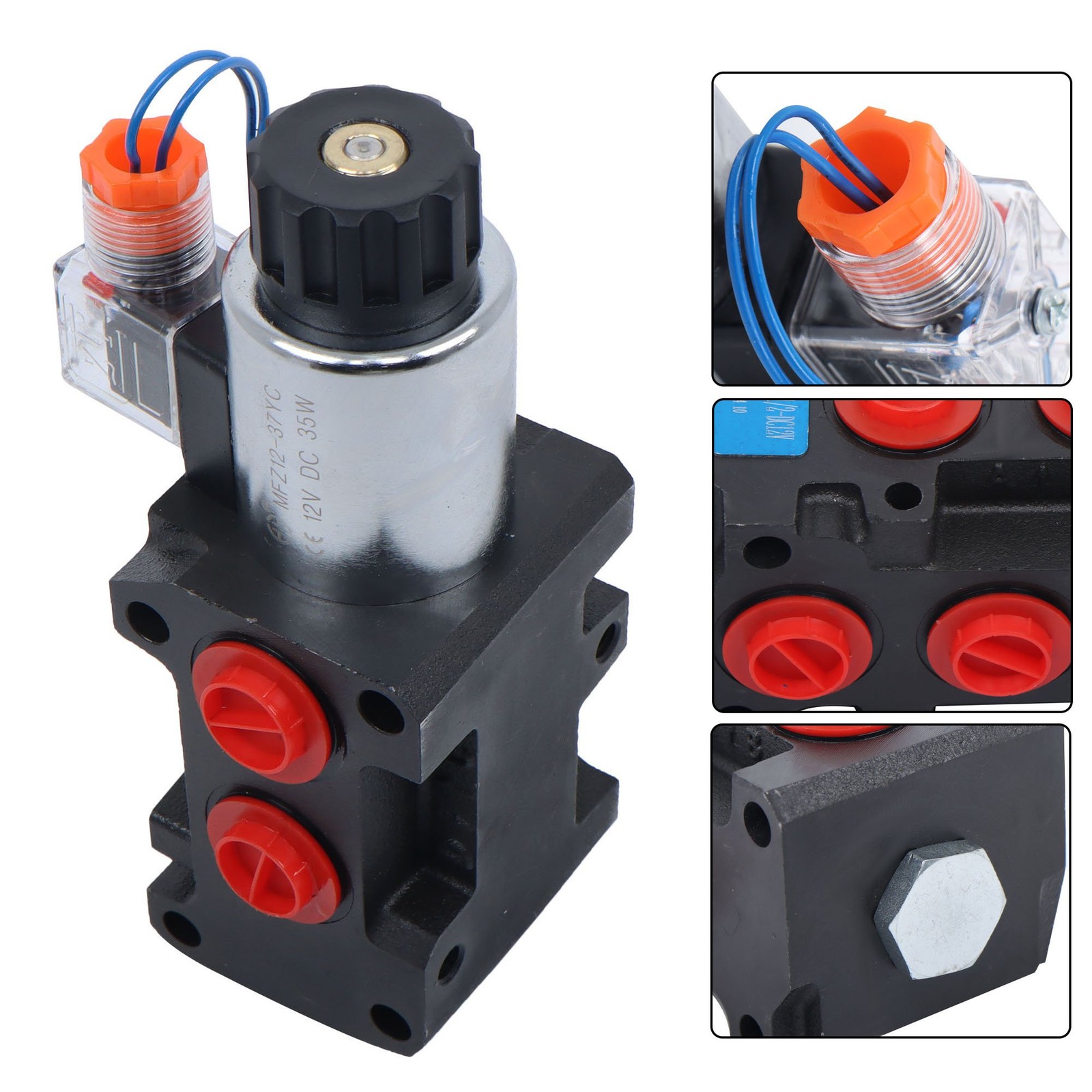 #10 SAE 6 Port 12V DC Hydraulic Solenoid Selector Diverter Valve 3Plug 13 GPM
