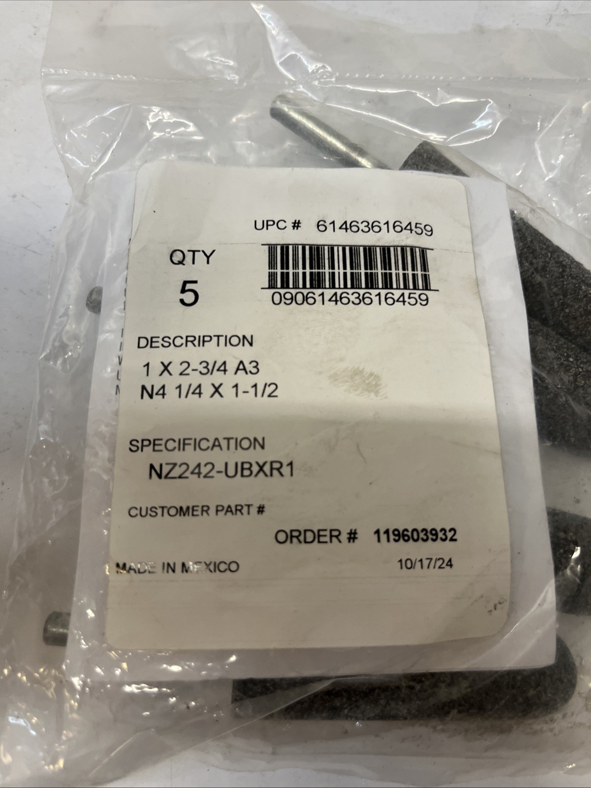 5pk Norton NZ242-UBXR1 1X2-3/4 A3 N4 1/3 X 1-1/2