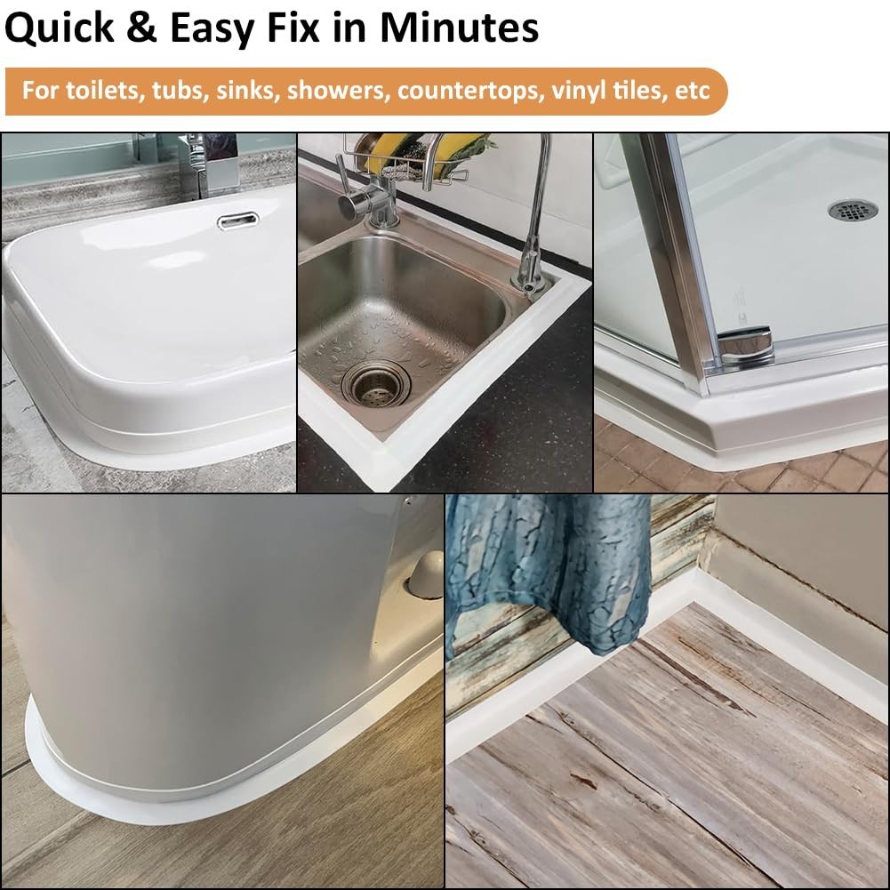 White Caulk Tape Self Adhesive Waterproof, Bathroom Peel & Stick Caulking Str…