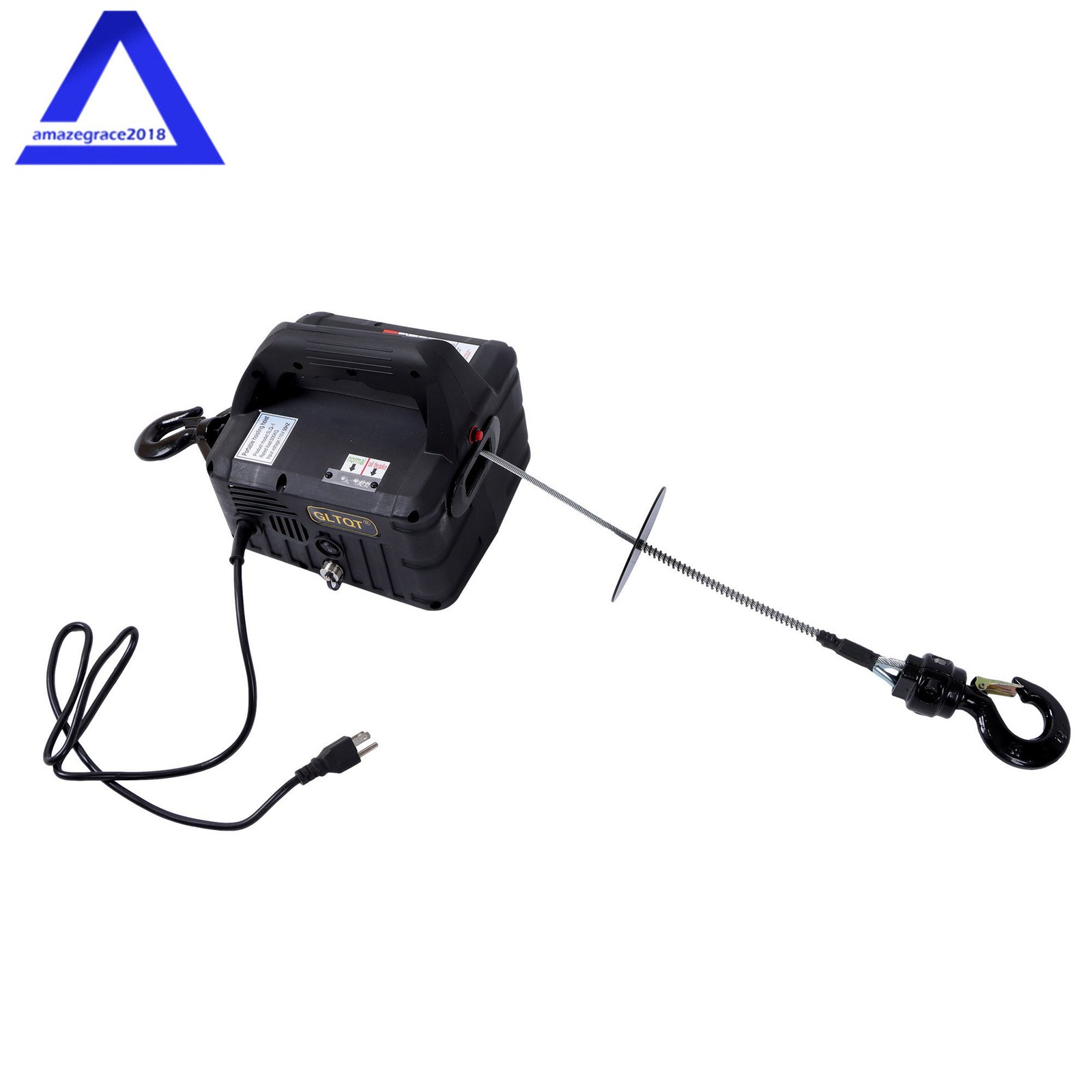 2-in-1 Portable Electric Hoist Power Winch 1100 lbs Wired Remote Control 1500W
