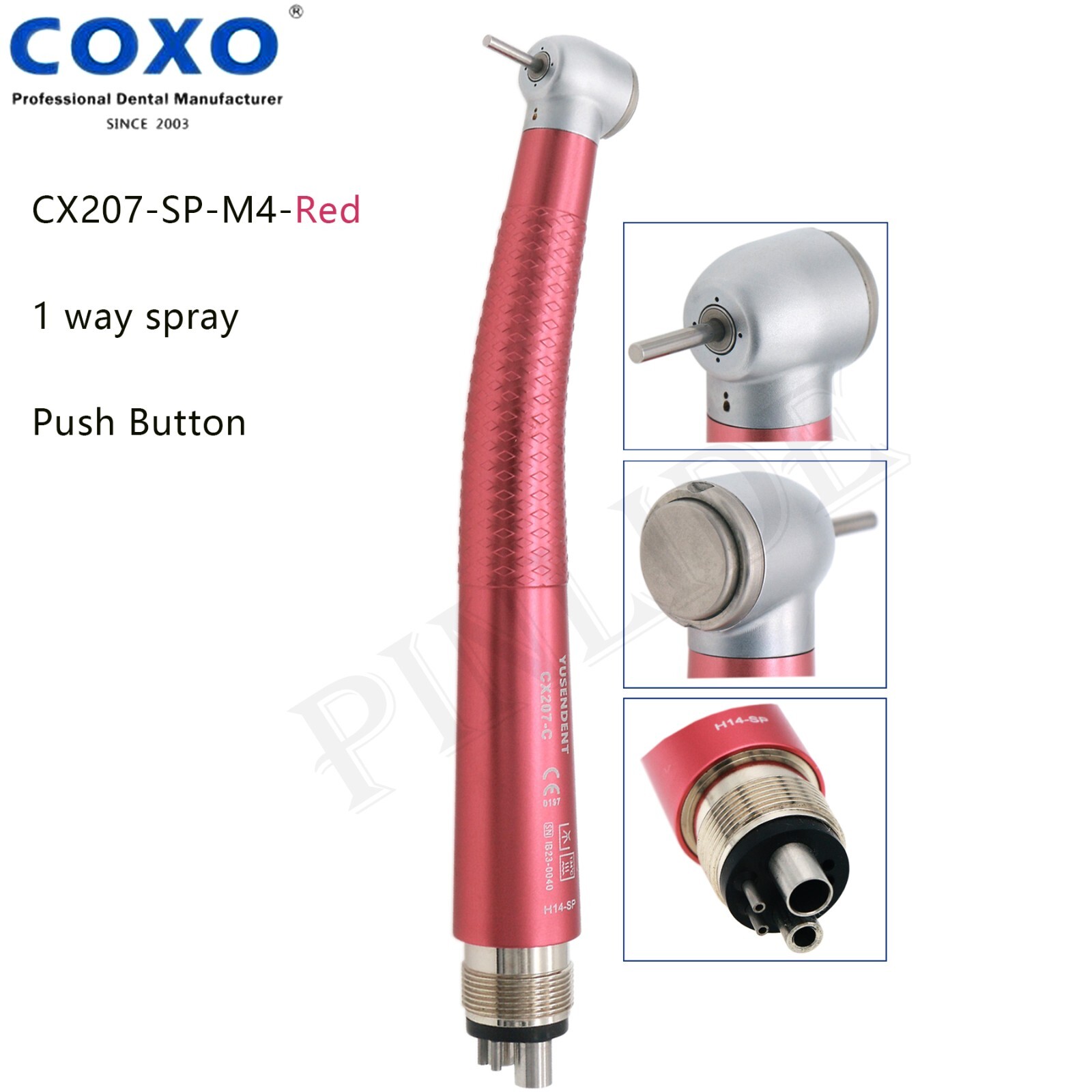 US COXO Dental High Speed Colorful Handpiece CX207-C Air Turbine 4 Holes M4 Blue