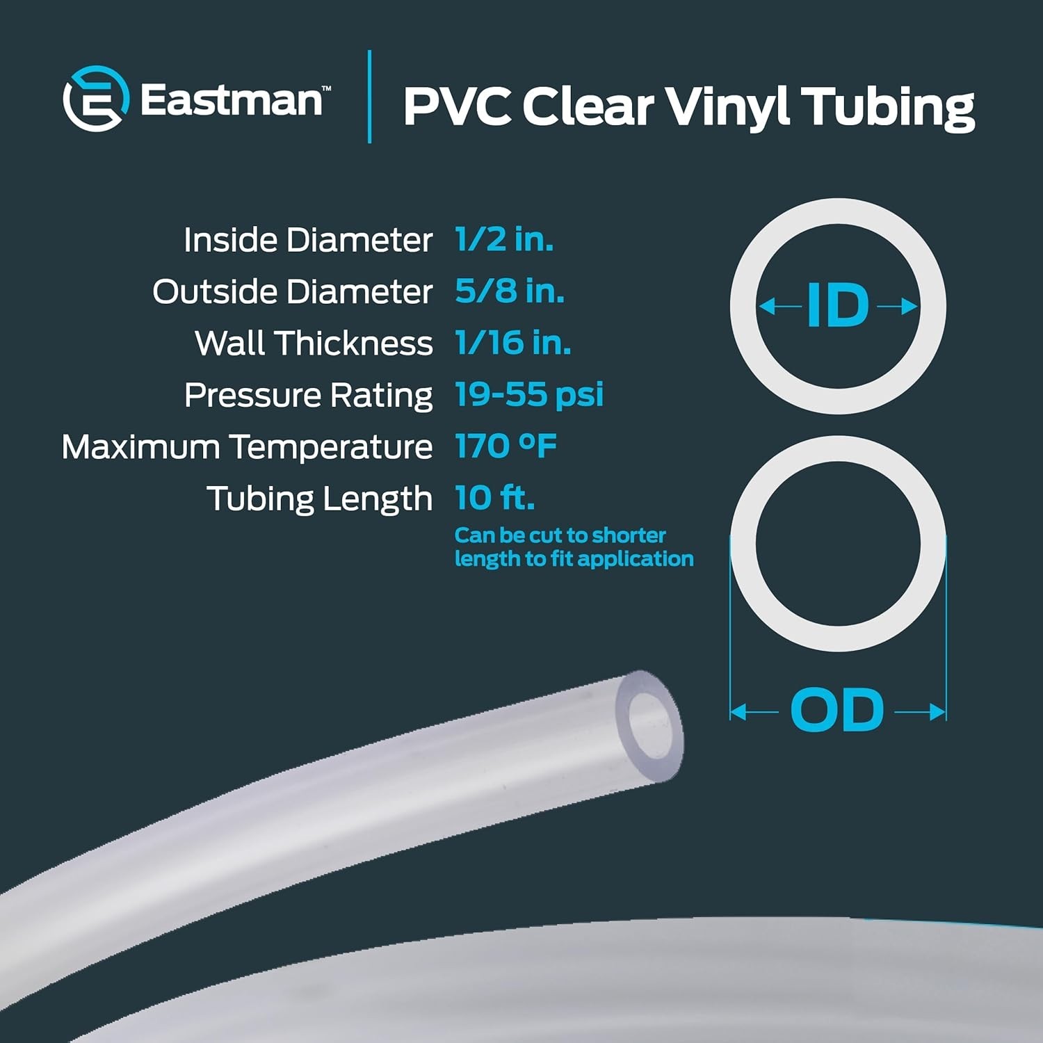 Durable 10ft Clear Vinyl Tubing – Perfect for Potable Water & Low-Pressure Lines