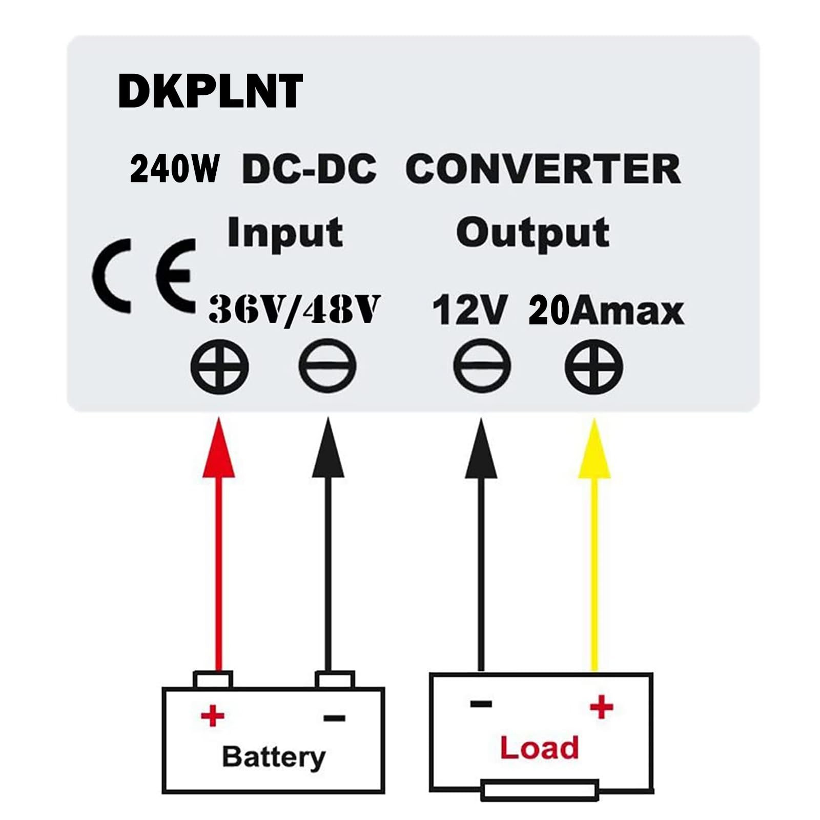 dkplnt 20A 240W 12v Golf Cart 48V 36V to 12V Converter Voltage Regulator gray