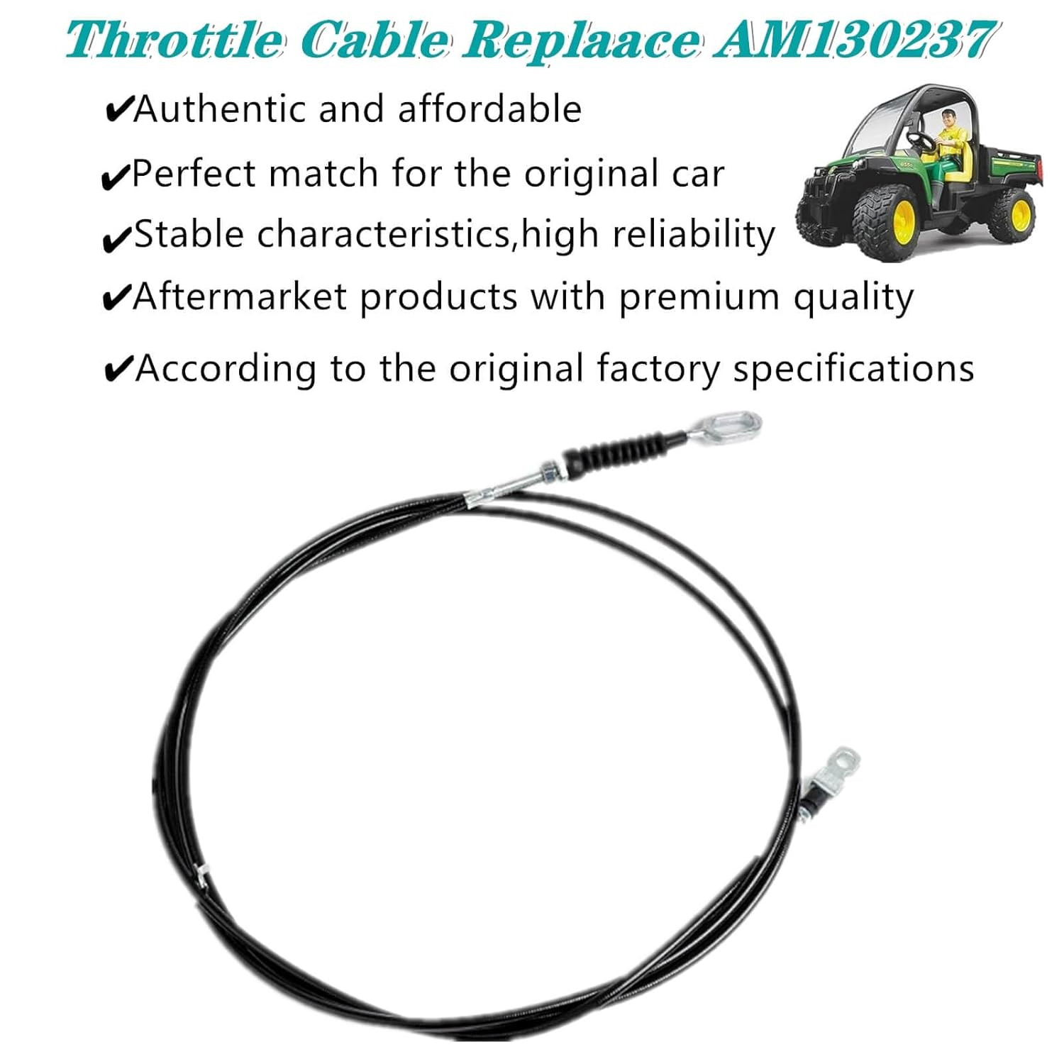 AM130237 Throttle Cable for John Deere Gator 4X2 6X4 Trail Accelerator Control
