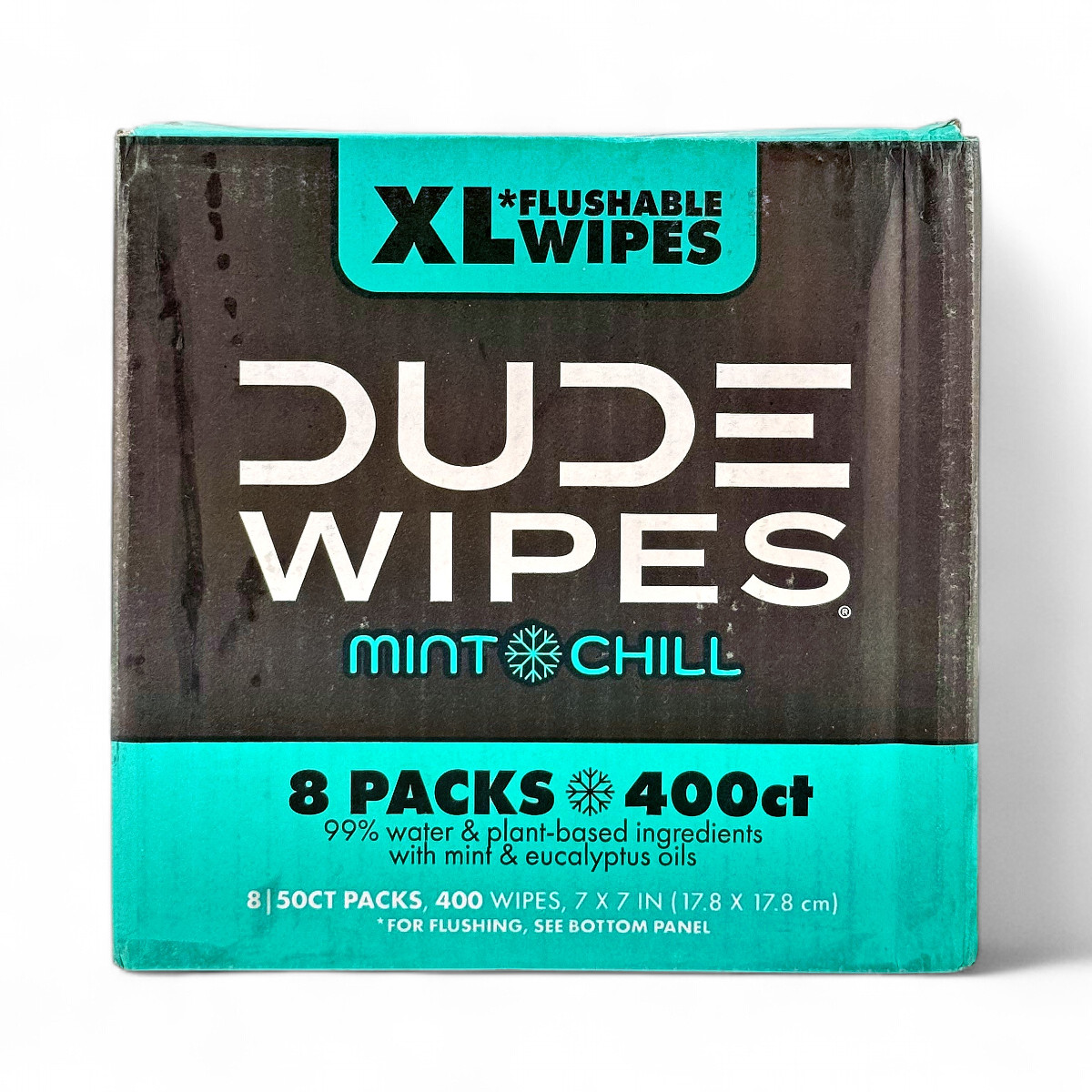 Dude Wipes Mint Chill XL Flushable Wipes Mega Value 8-Packs 400-Count 7″x7″