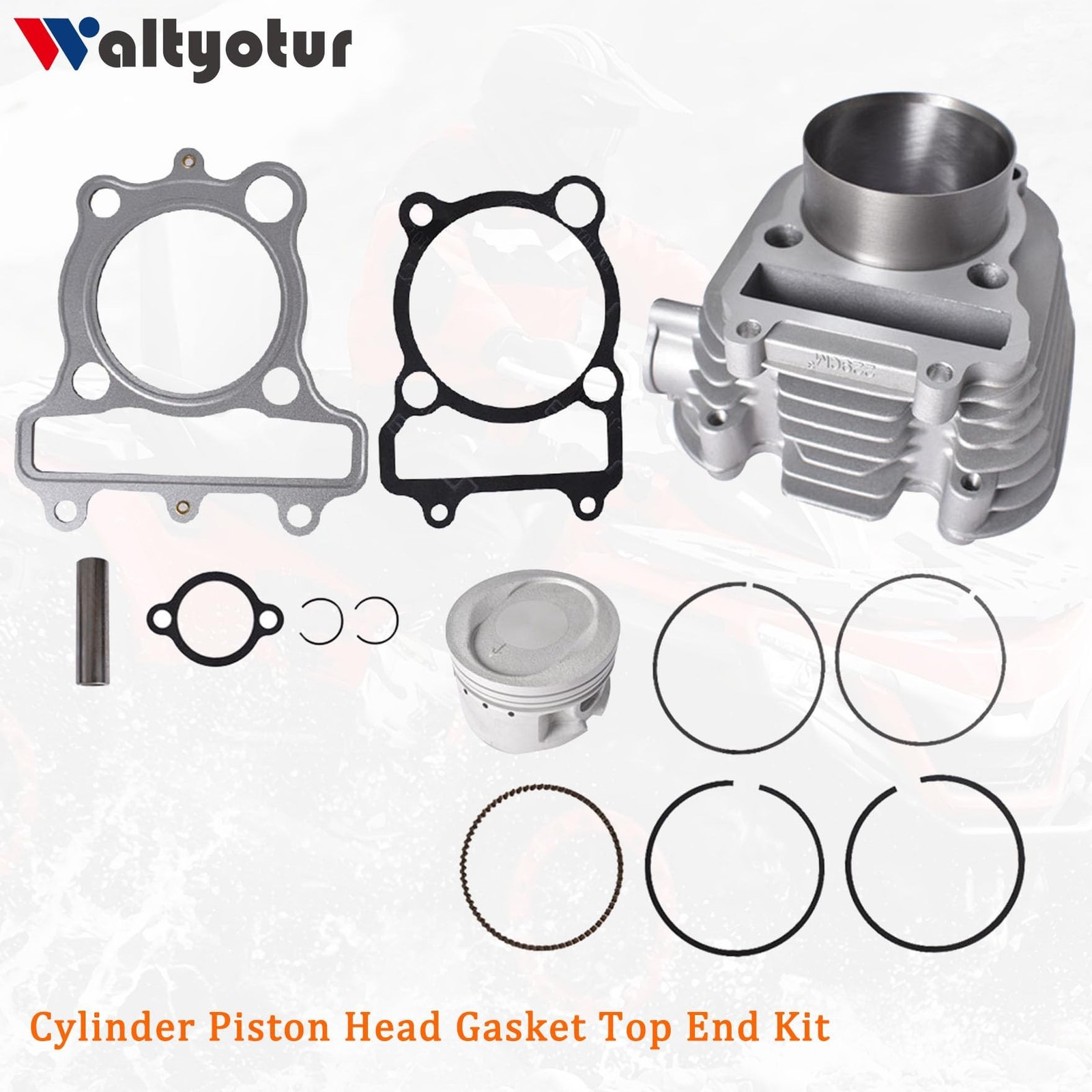 waltyotur Cylinder Piston Head Gasket Top End Kit Repalcement for Yamaha Bear…