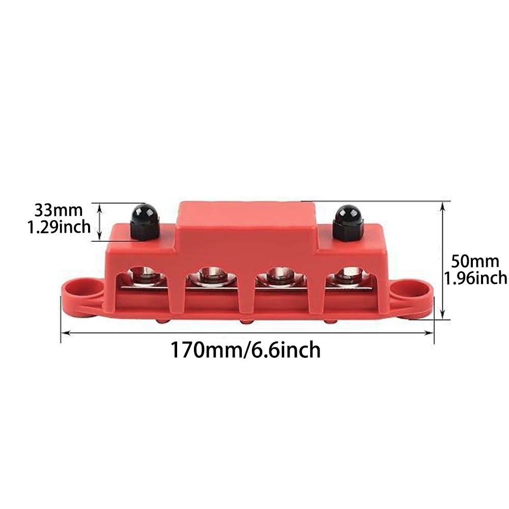 12V 250A Bus Bar Power Distribution Block 4 x 3/8″ Studs Battery Terminal Block