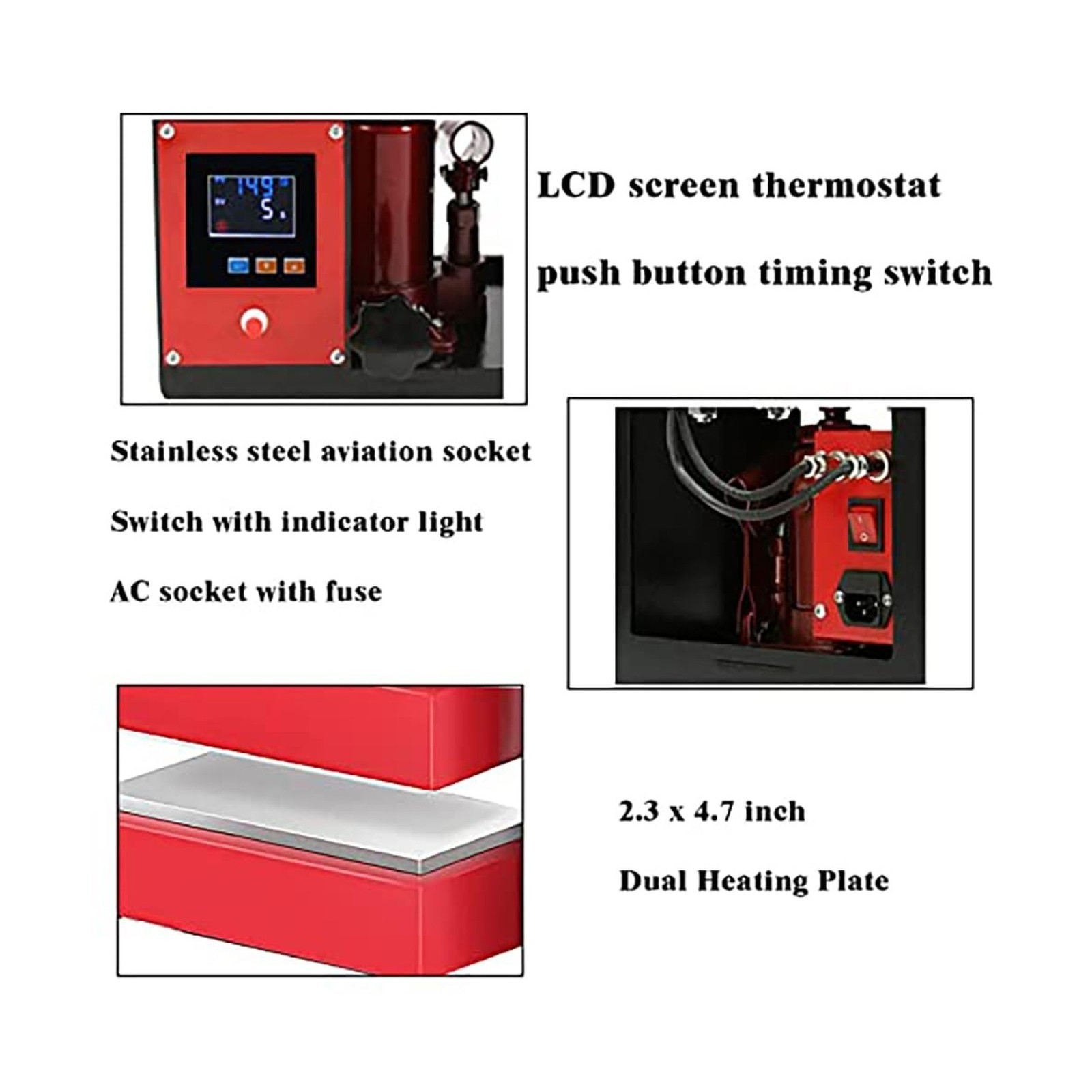 NEW – Fitinhot-5 Ton Portable Hydraulic Heating Plate Press 2.3×4.7″ -WE PAY S&H