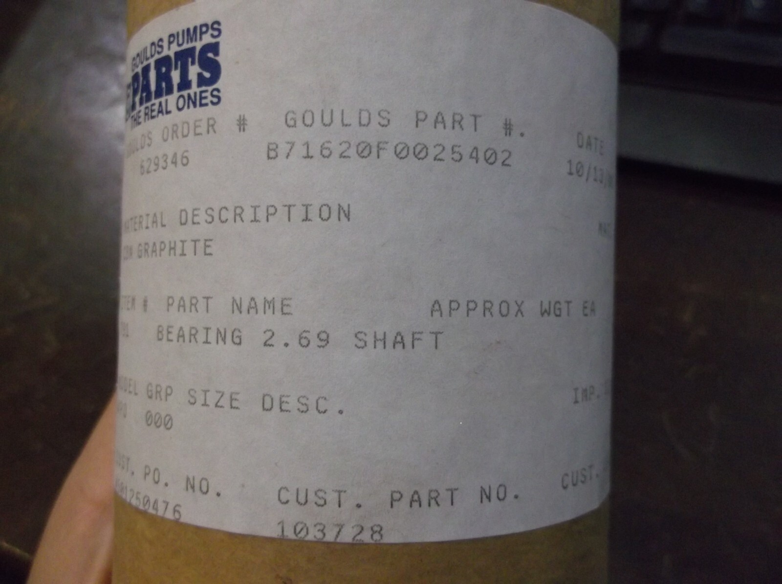 NEW IN PKG GOULDS B71620F0025402 GRAPHITE SHAFT 2.69″ (828)