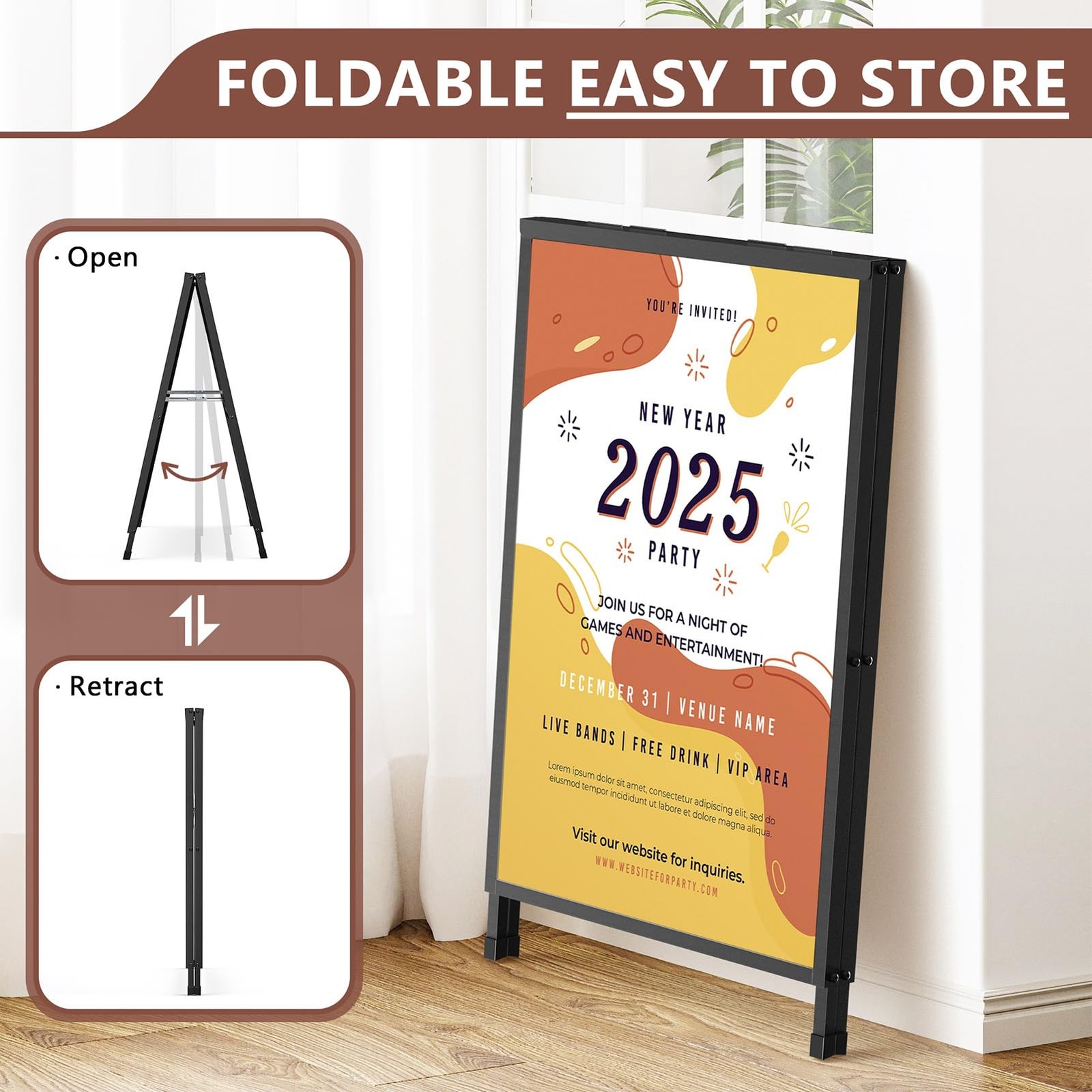 Cakokow A Frame Sign 24×36 Sandwich Board Double-Sided Folding Sign Display