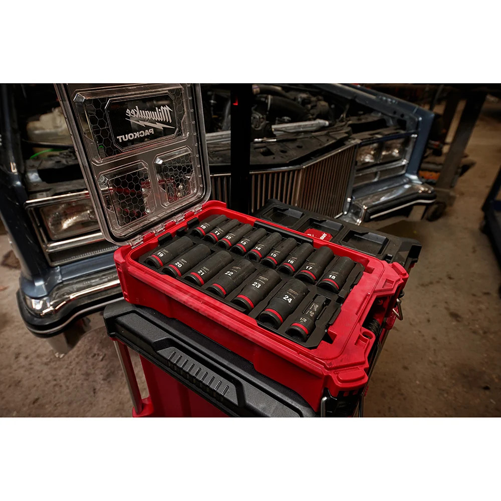 Milwaukee 49-66-6803 SHOCKWAVE 1/2” Impact Duty Socket MM PACKOUT Set – 16 PC